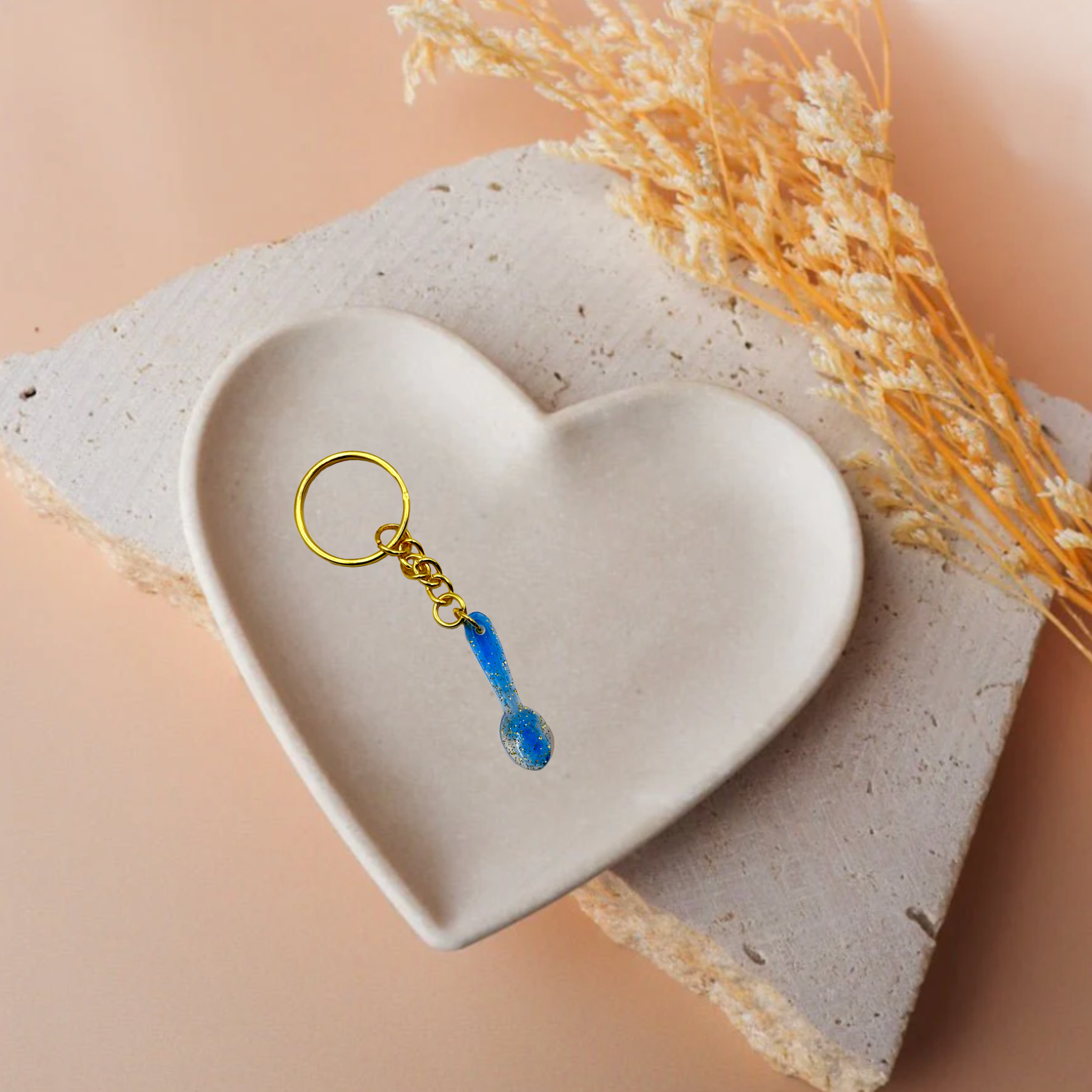 Mini Blue sparkly Spoon Keychain 