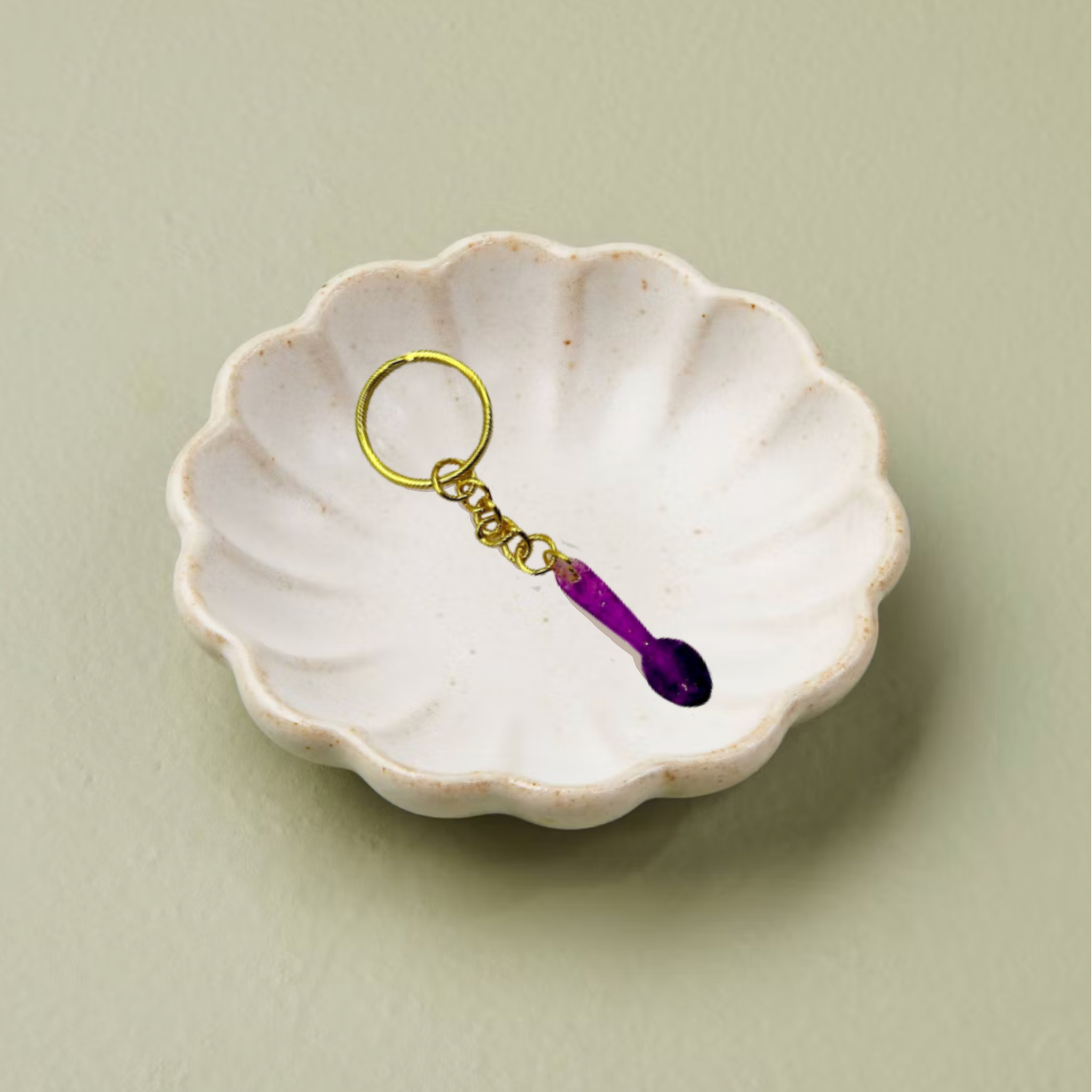 Mini Purple Sparkly Spoon Keychain