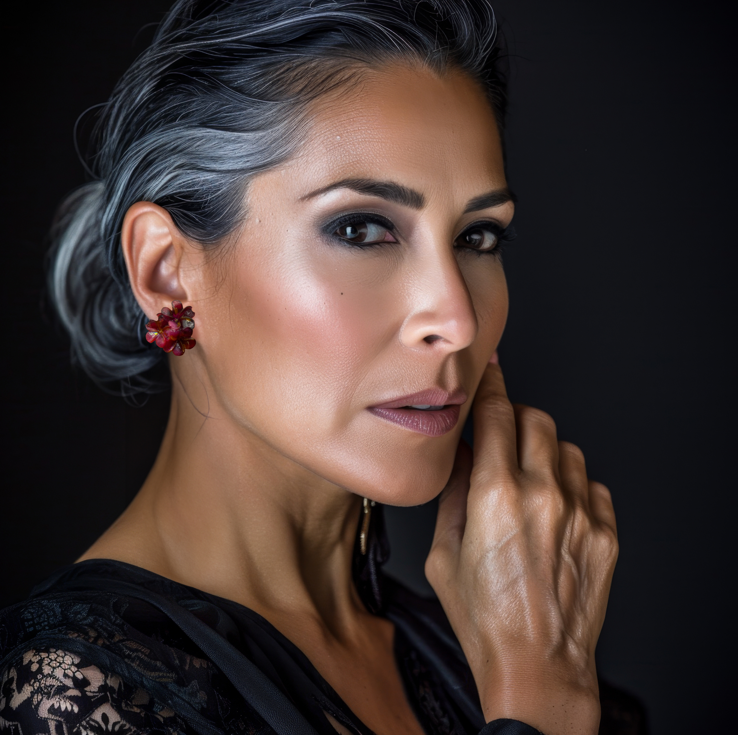 Ruby Plumeria Earrings