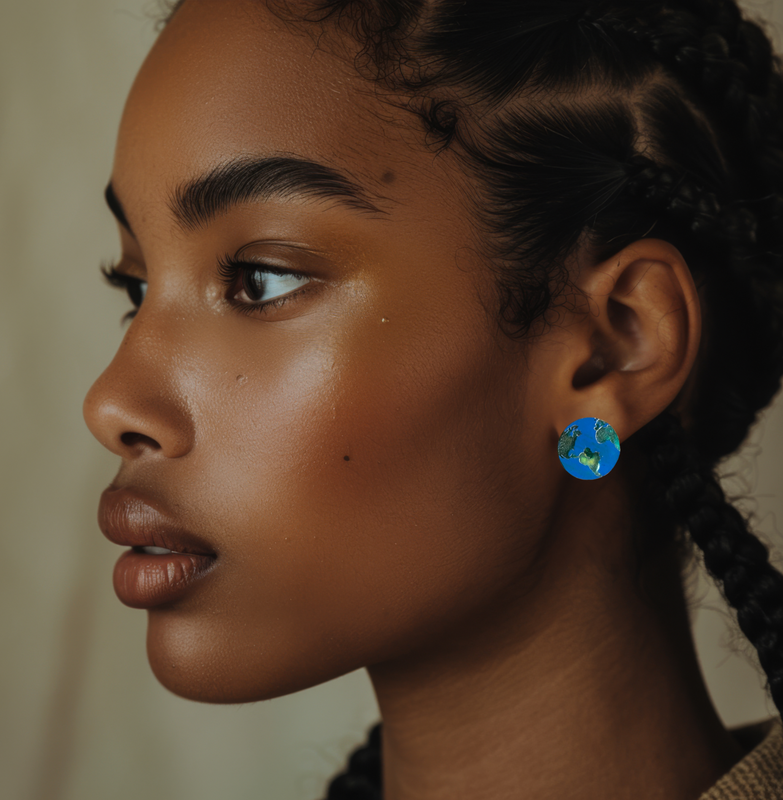Large Blue & Green Sparkly Globe Earrings 