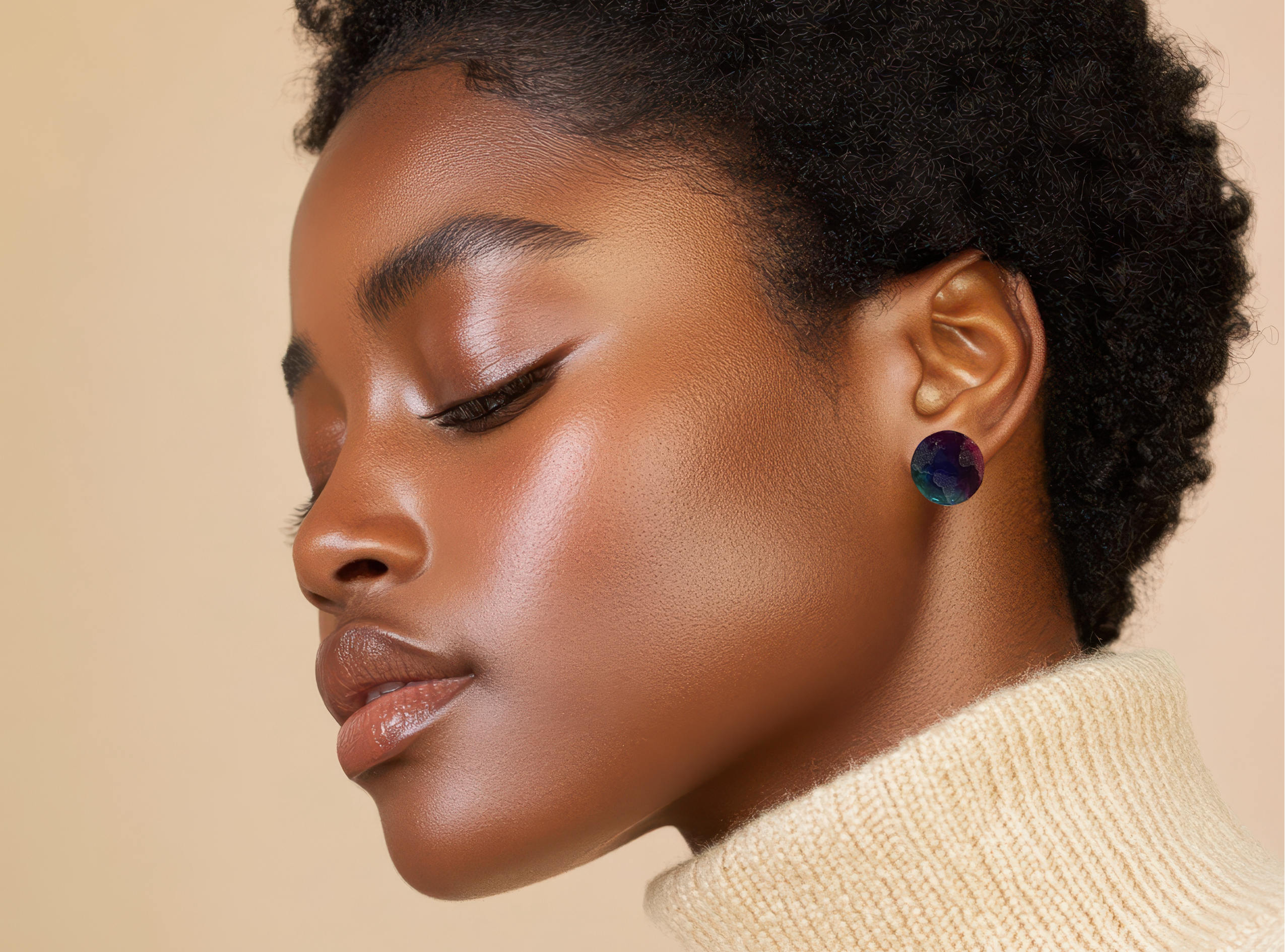 Purple, Blue & Aqua Large Globe Earrings 