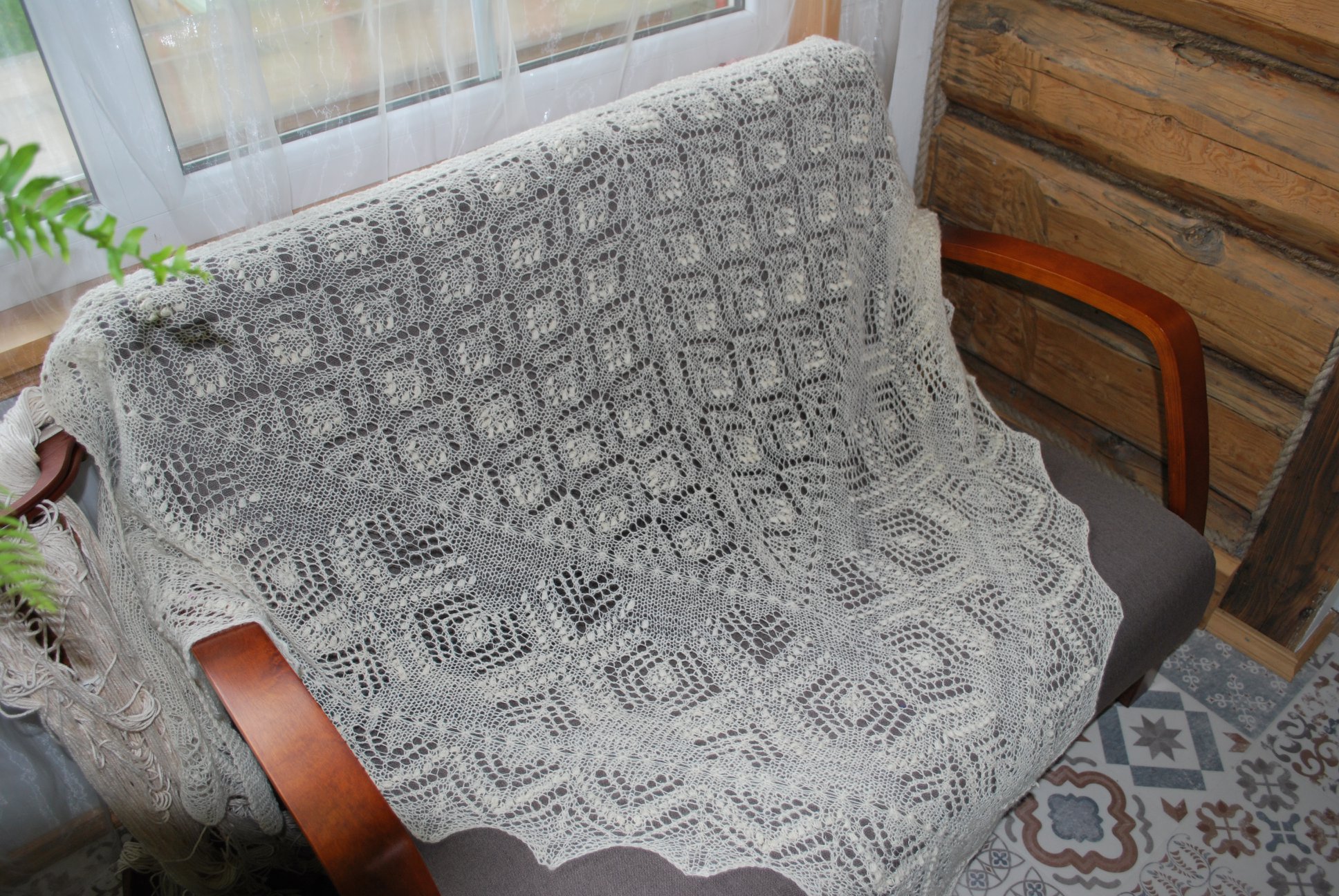 Handcrafted Fine Wool Lace Knit Shawl