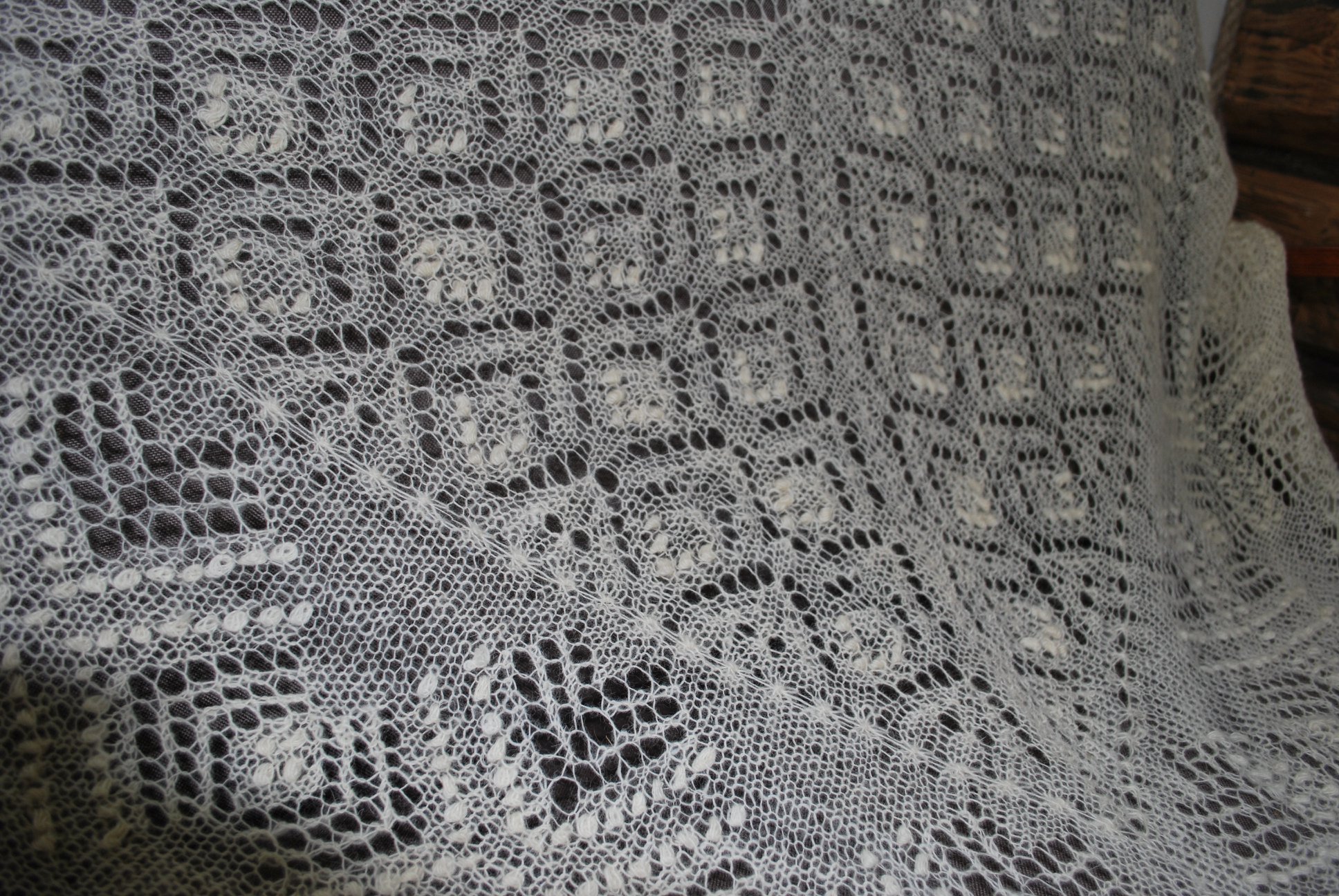 Handcrafted Fine Wool Lace Knit Shawl 