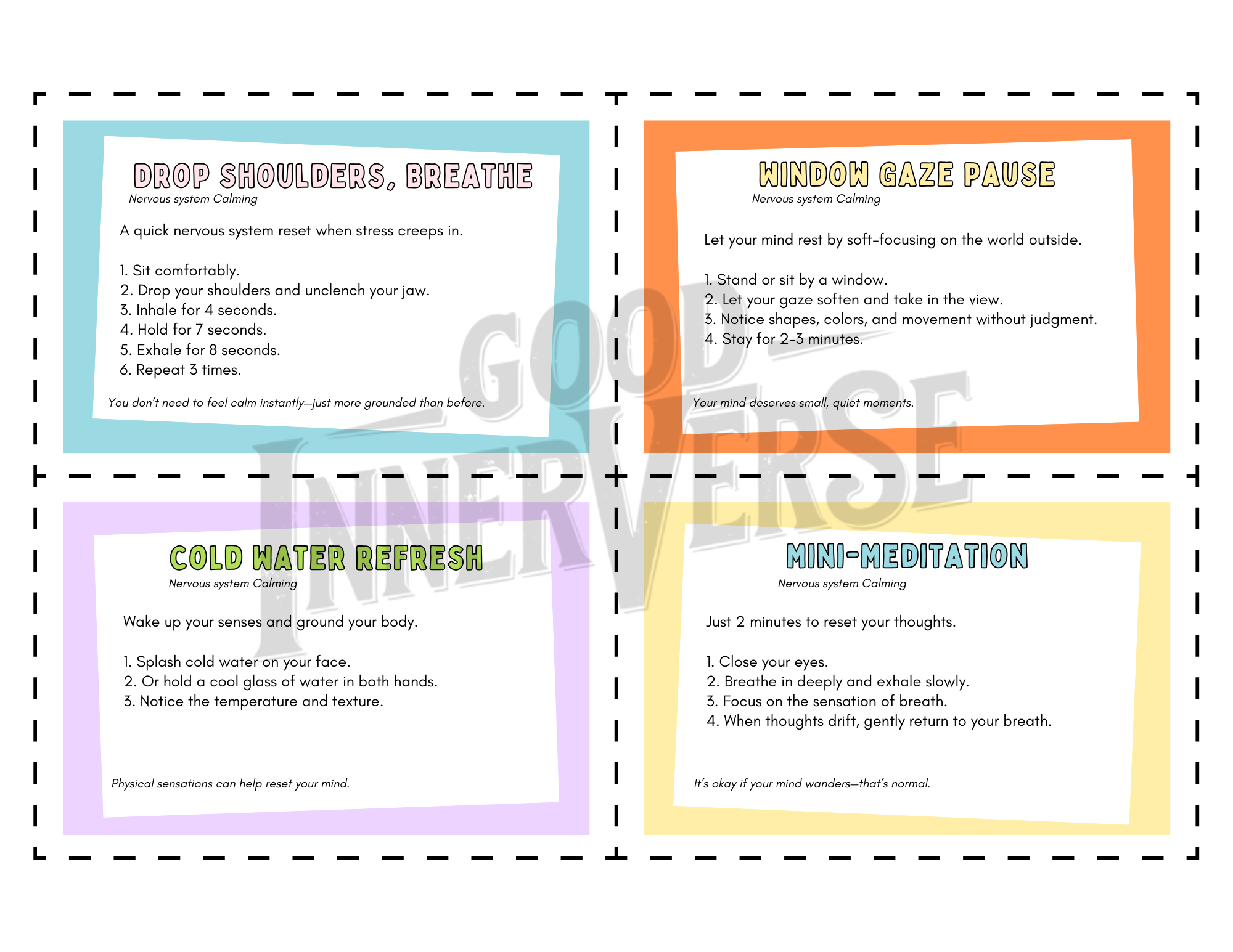 15 minute Self-Care Bundle; EBook - Weekly Tracker - Reset Cards