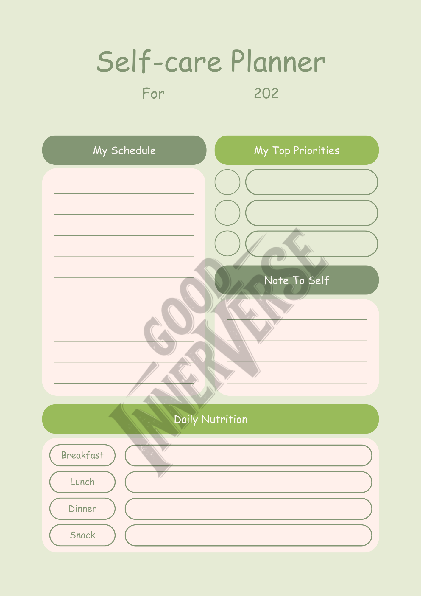 Self-Care Planner-Tracker