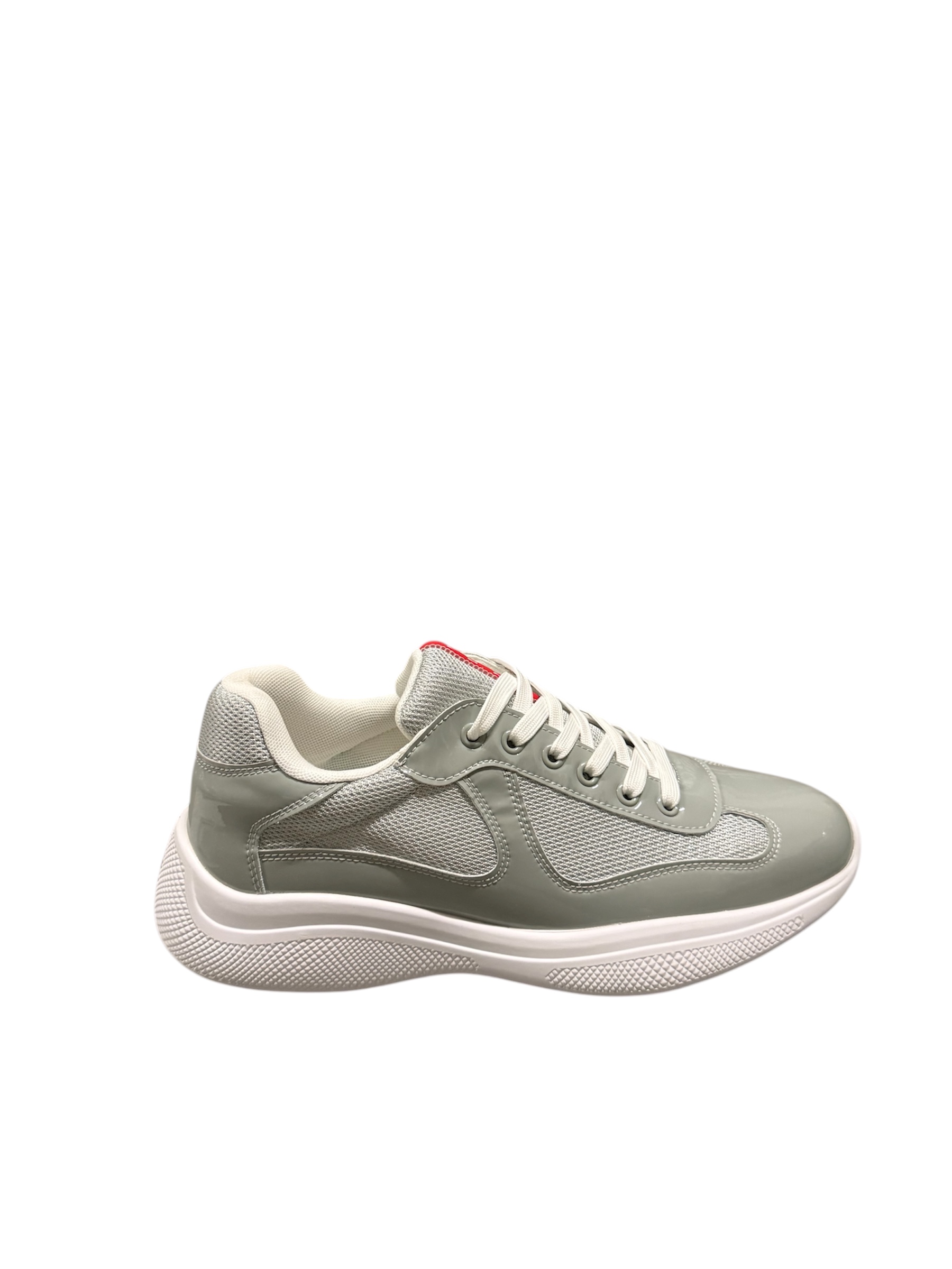 Prada Men's Gray Patent Leather Sneakers