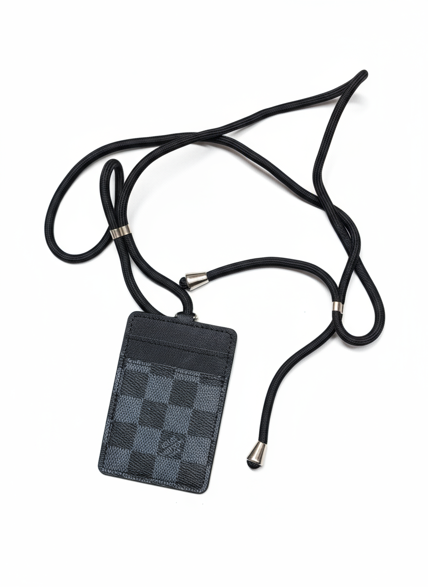 LV Black Lanyard ID Holder