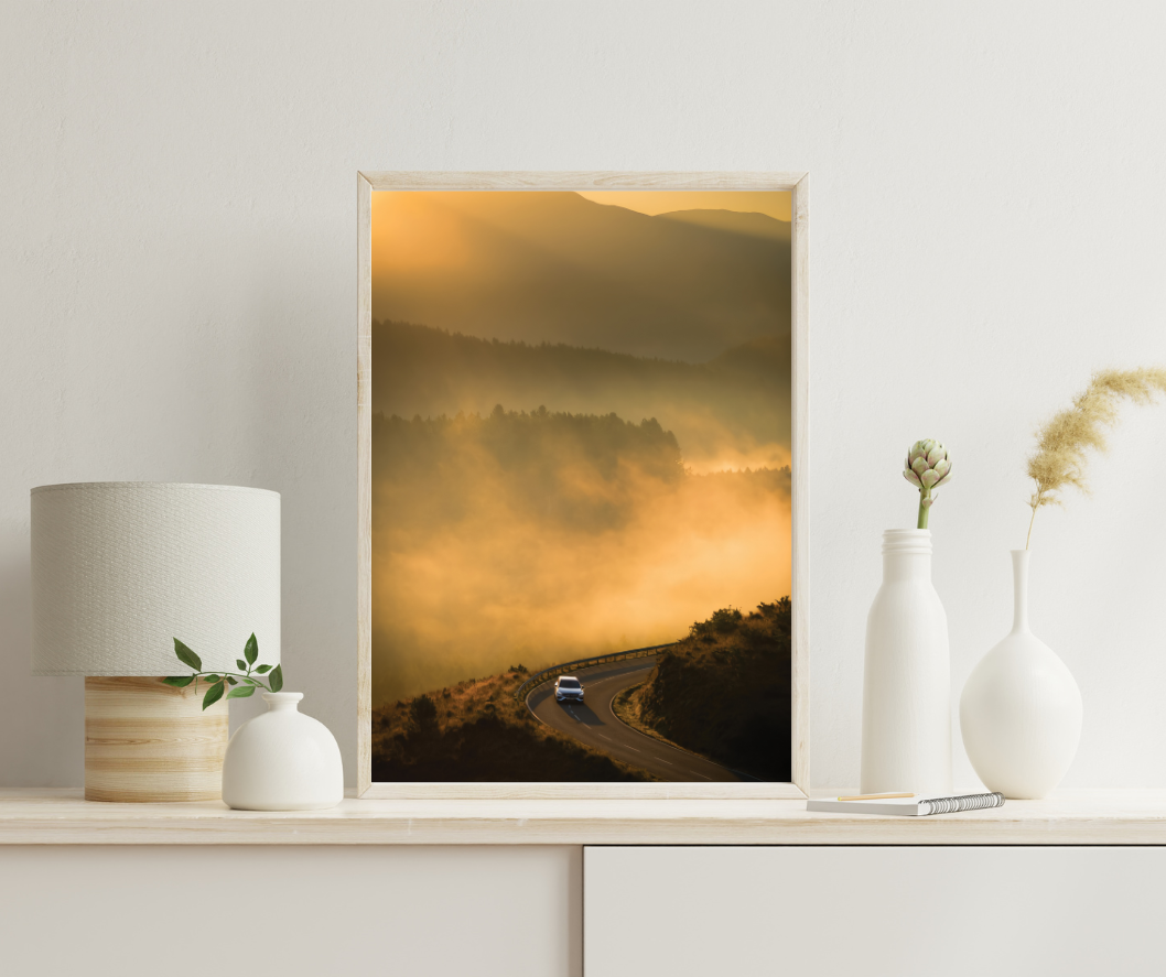 1 Asturias Landscape – Dreamy Spain Travel Decor "Golden Pathways" D