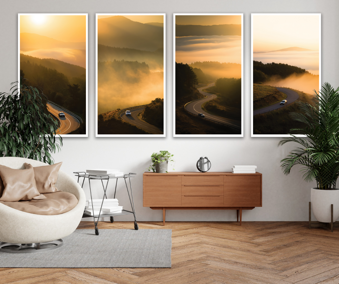 1 Asturias Landscape – Dreamy Spain Travel Decor "Golden Pathways" B