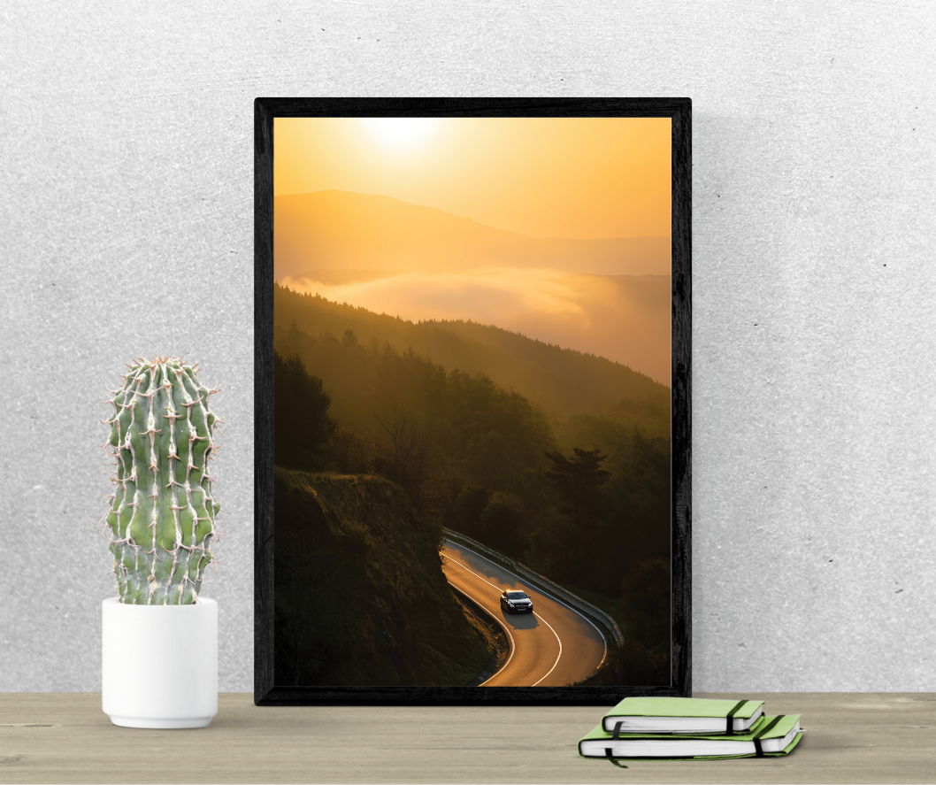 1 Asturias Landscape – Dreamy Spain Travel Decor "Golden Pathways" A