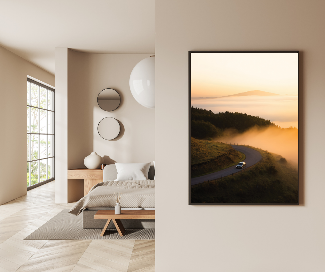 1 Asturias Landscape – Dreamy Spain Travel Decor "Golden Pathways" C