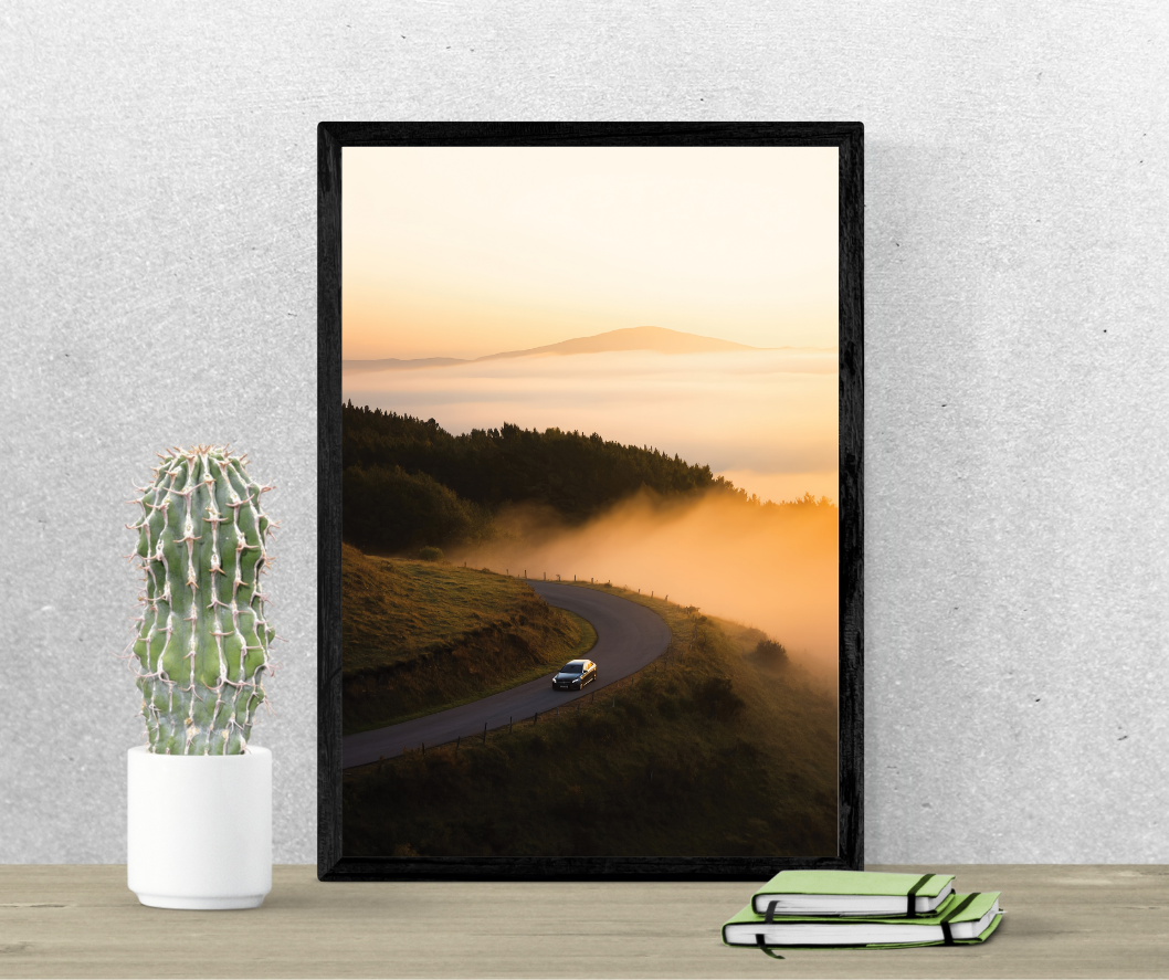 1 Asturias Landscape – Dreamy Spain Travel Decor "Golden Pathways" C