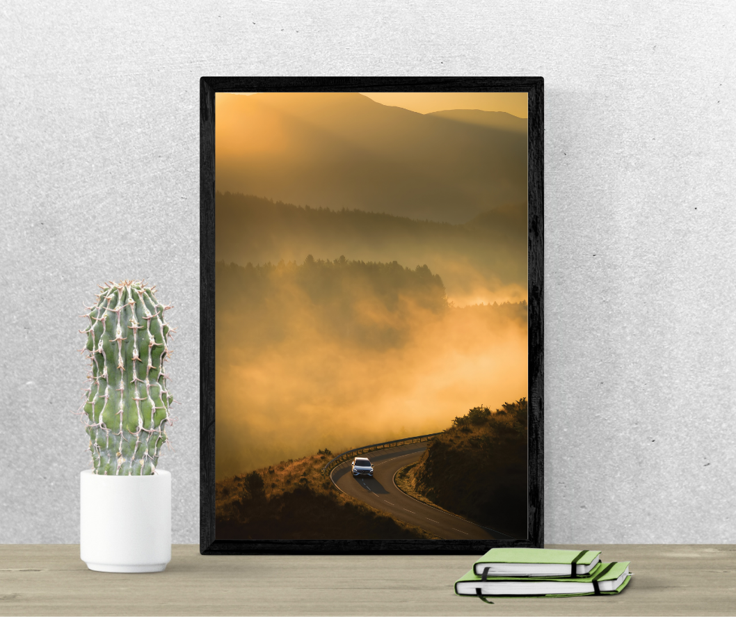 1 Asturias Landscape – Dreamy Spain Travel Decor "Golden Pathways" D