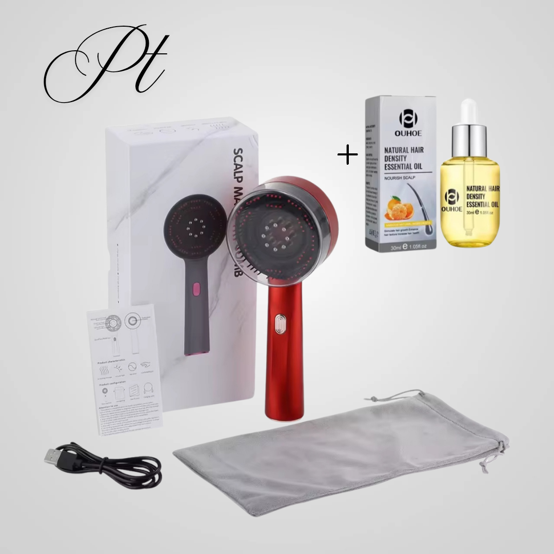 Cepillo eléctrico de masaje para el cabello con luz infrarroja