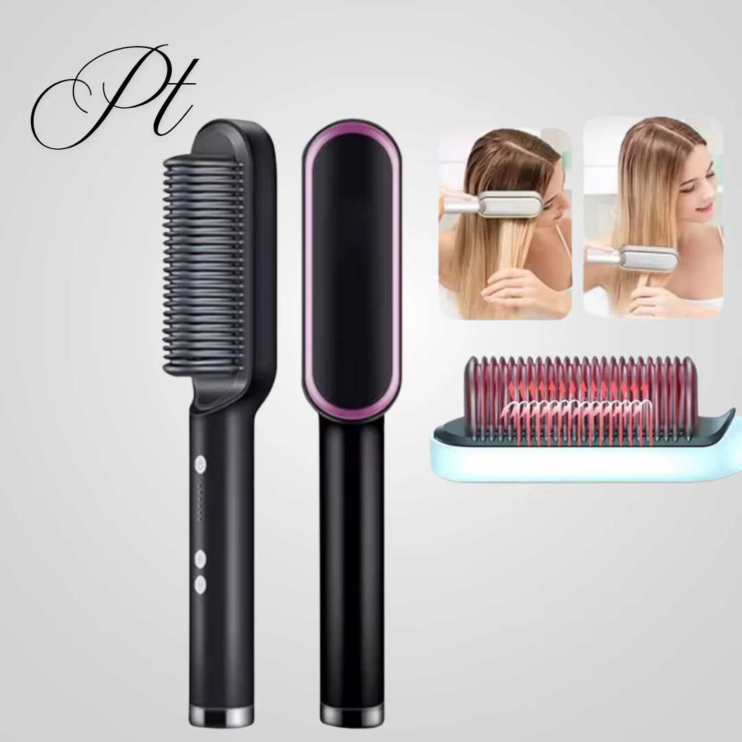 Plancha de pelo de cerámica 2 en 1 con peine calefactor