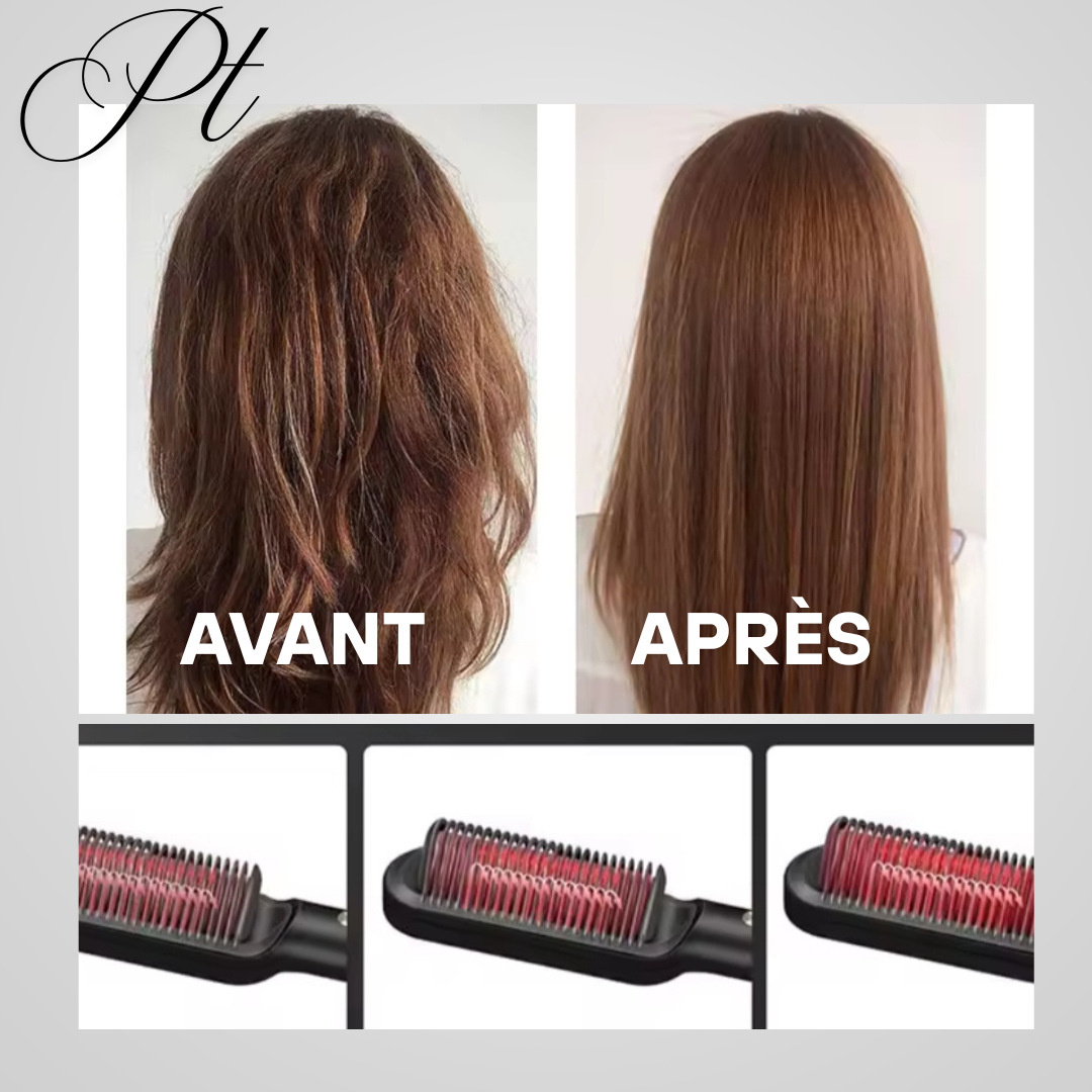 Plancha de pelo de cerámica 2 en 1 con peine calefactor