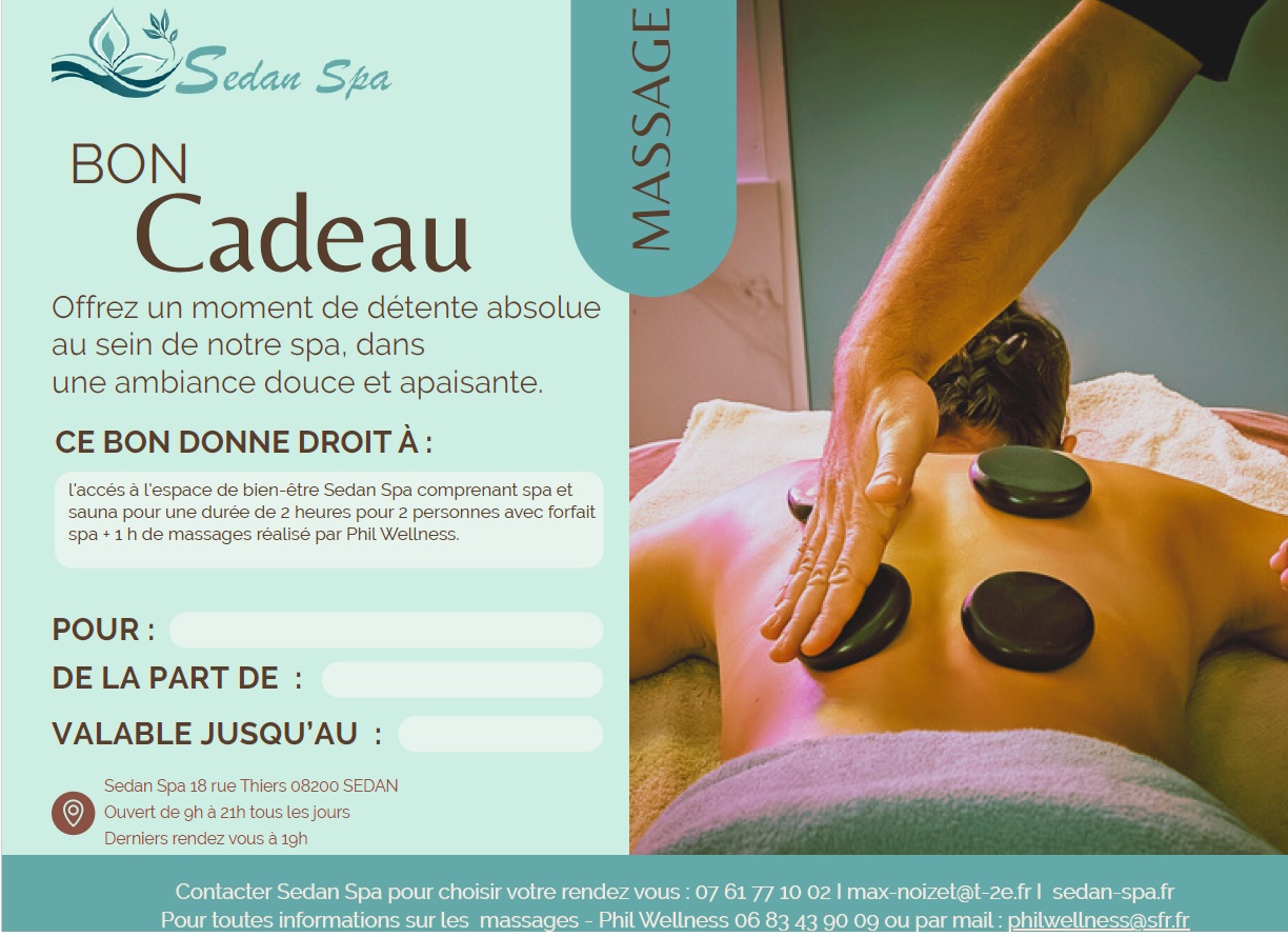 Carte Cadeau : Espace Bien-être Spa + Massages pour 2 personnes 2 heures
