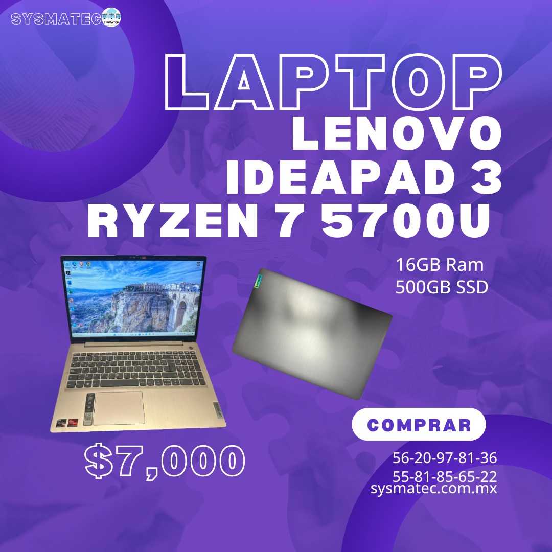 Laptop Lenovo Ideapad 3 Ryzen 7 5700U