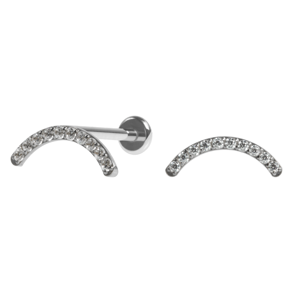 LABRET AÇO R/I CLUSTER CURVADO C/ ZIRCÔNIA