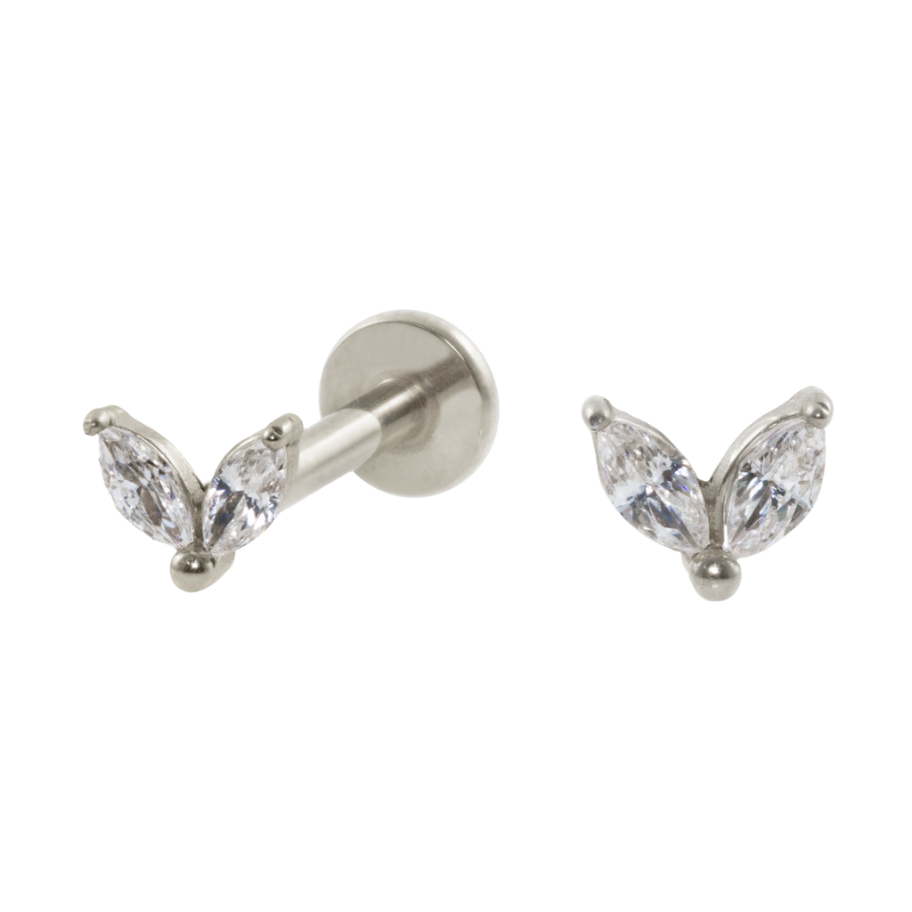 LABRET AÇO R/I 2 PÉTALAS C/ ZIRCÔNIA