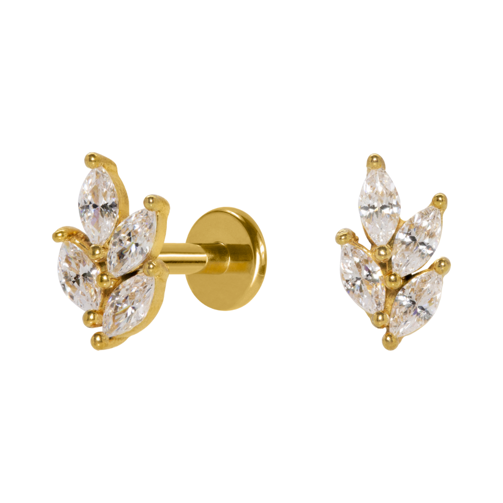 LABRET AÇO PVD R/I FOLHA C/ ZIRCÔNIA