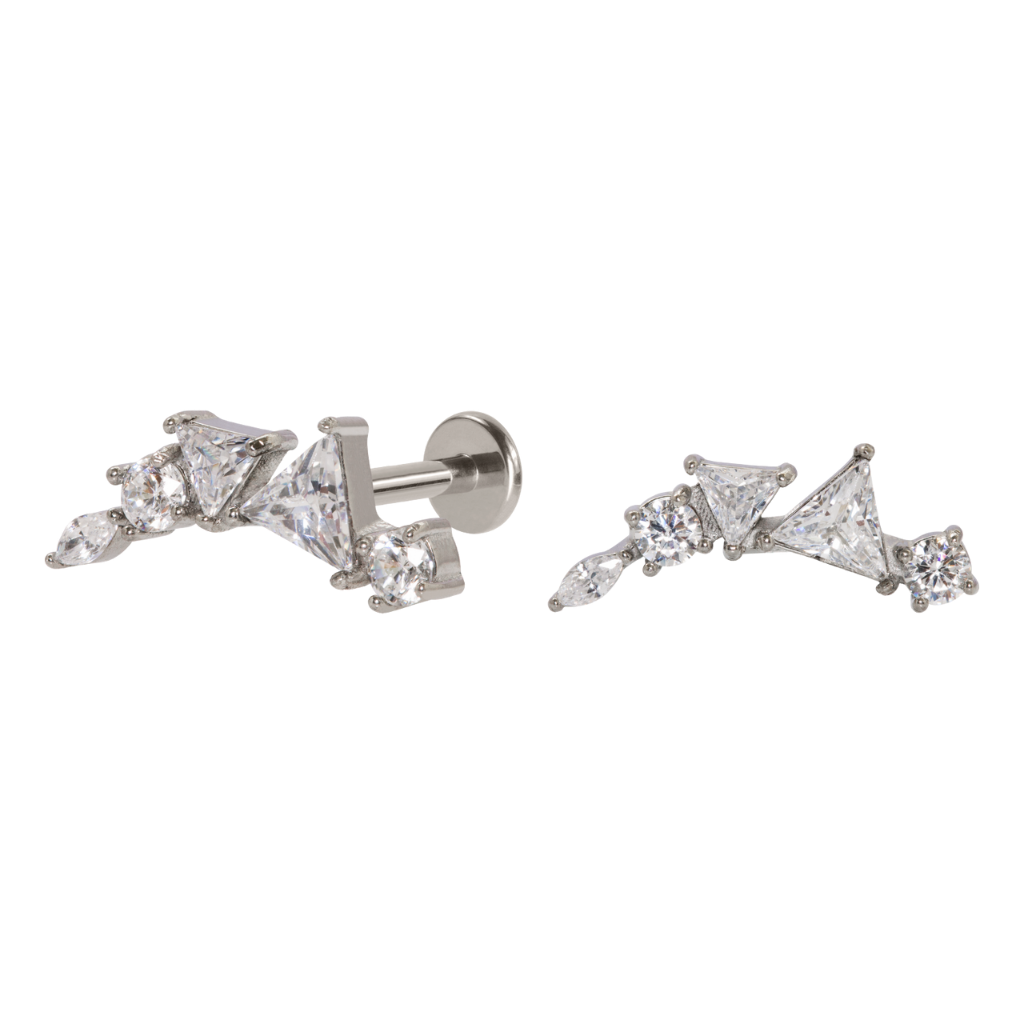 LABRET AÇO R/I CLUSTER TRIÂNGULO C/ ZIRCÔNIA