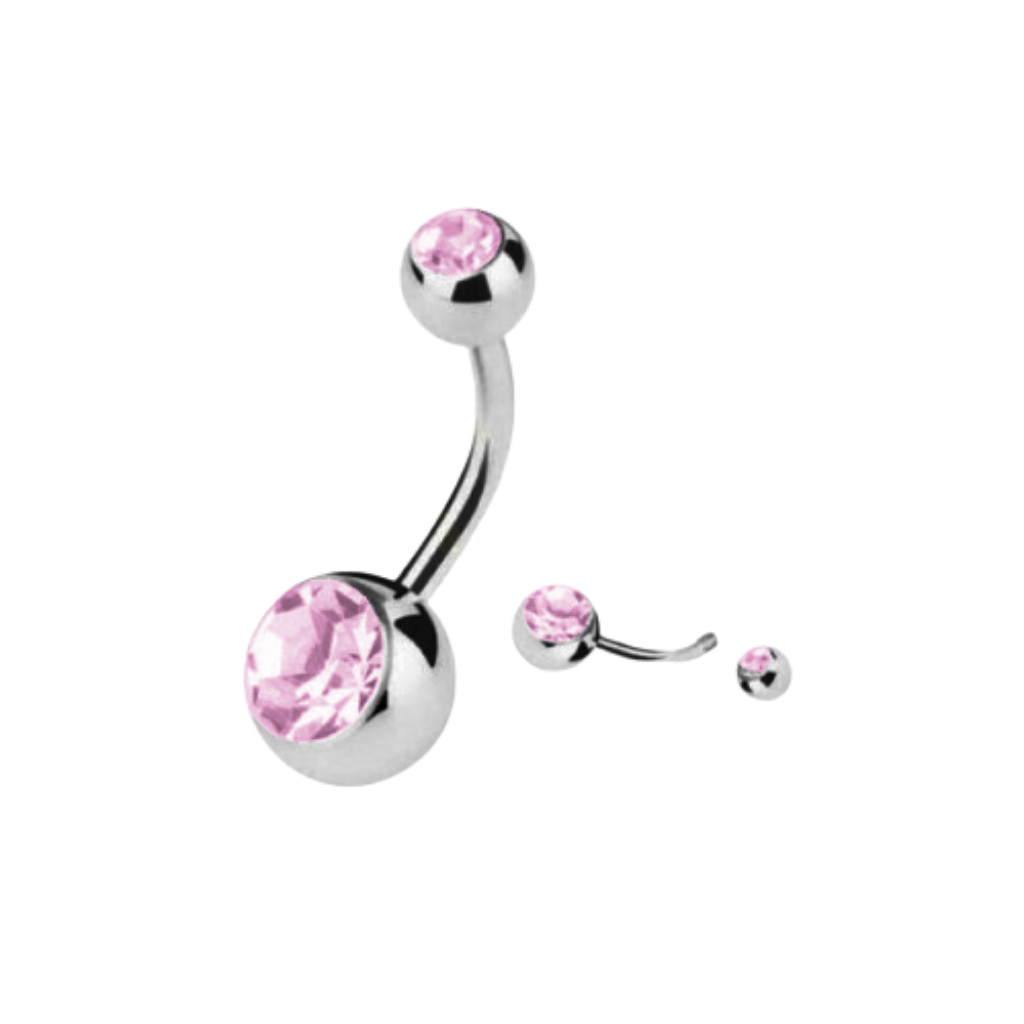 BANANA BELL AÇO C/ STRASS 2 PEDRAS - ROSA CLARO
