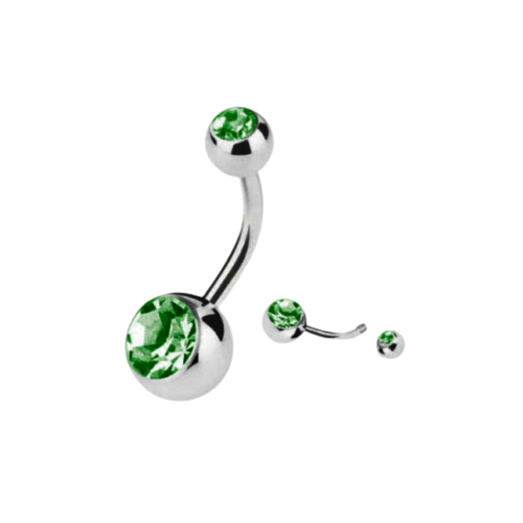 BANANA BELL AÇO C/ STRASS 2 PEDRAS - VERDE CLARO