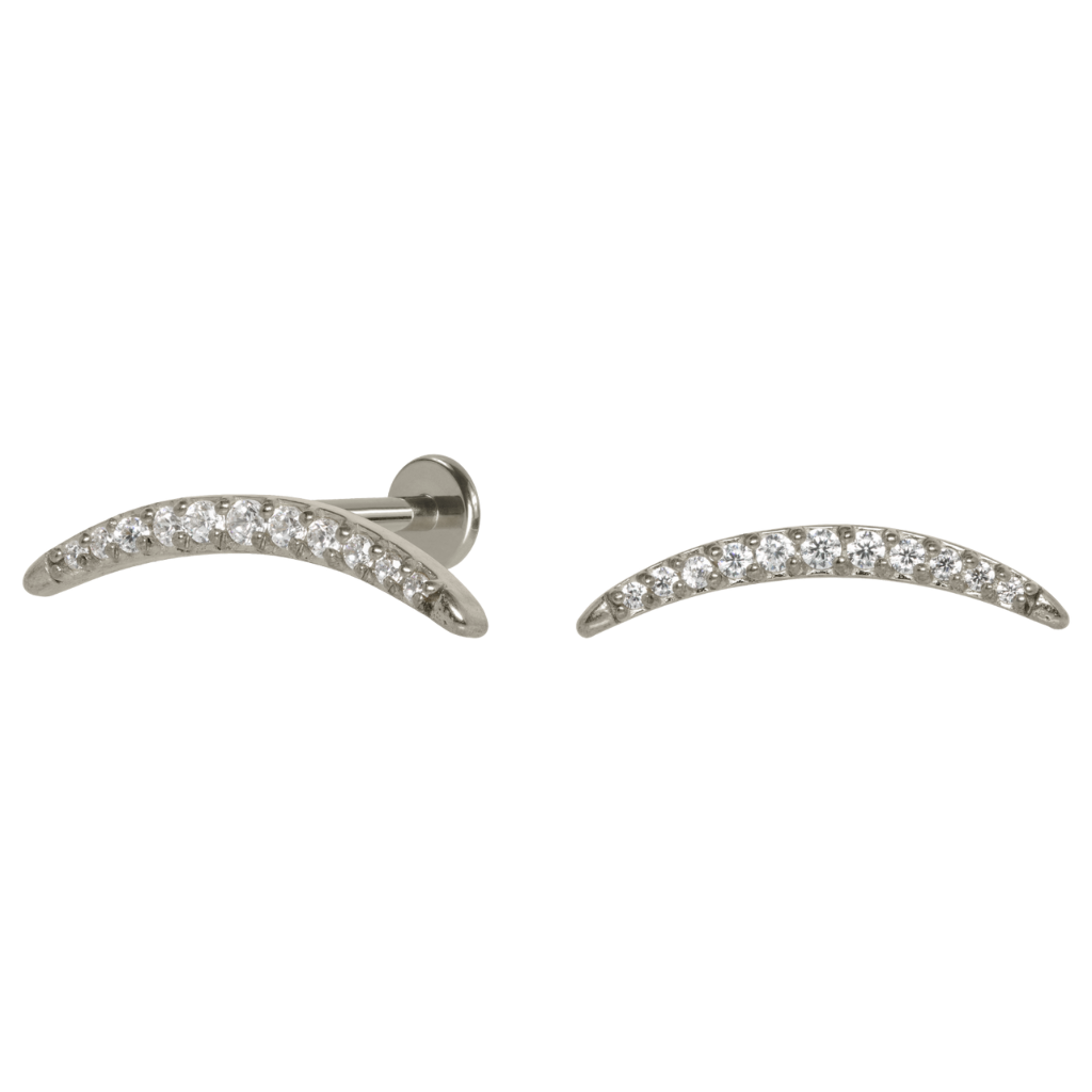 LABRET TITÂNIO R/I CLUSTER CURVADO C/ ZIRCÔNIA