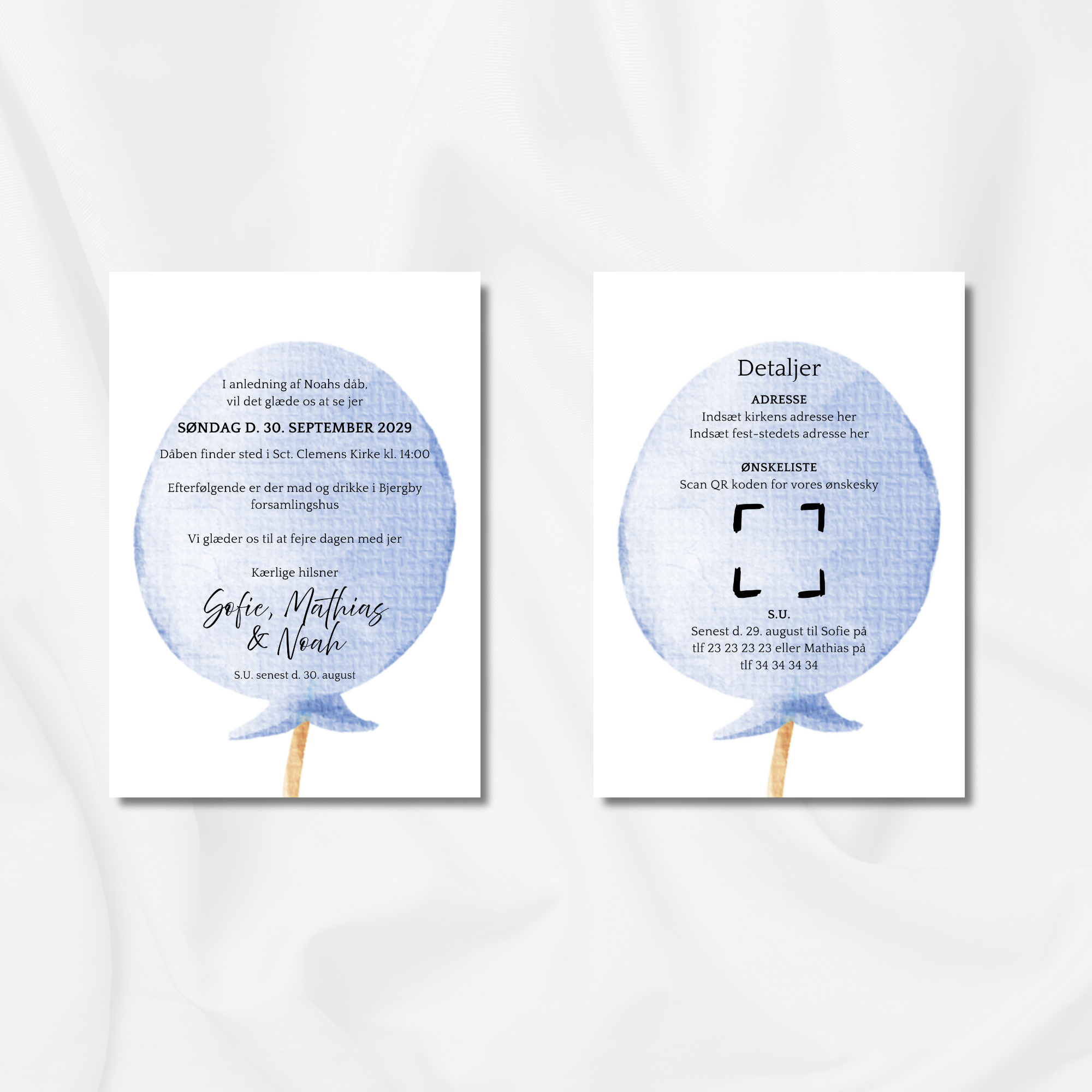 Blå ballon - Pakke - Dåb