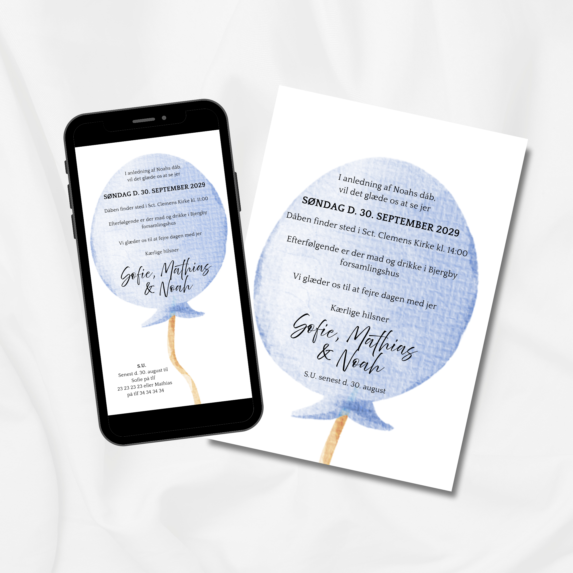 Blå ballon - Pakke - Dåb