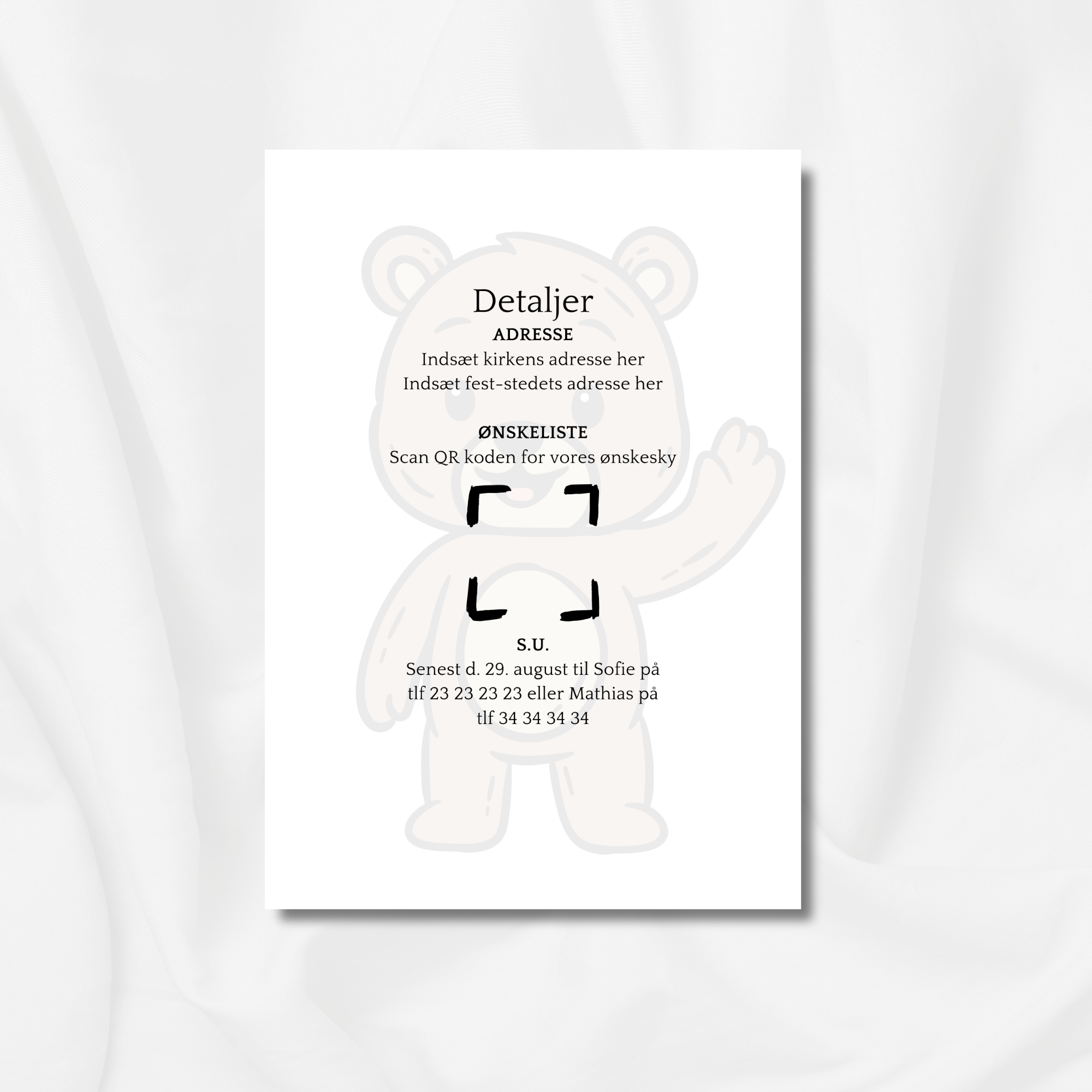 Bamse med grønne balloner - Dåb