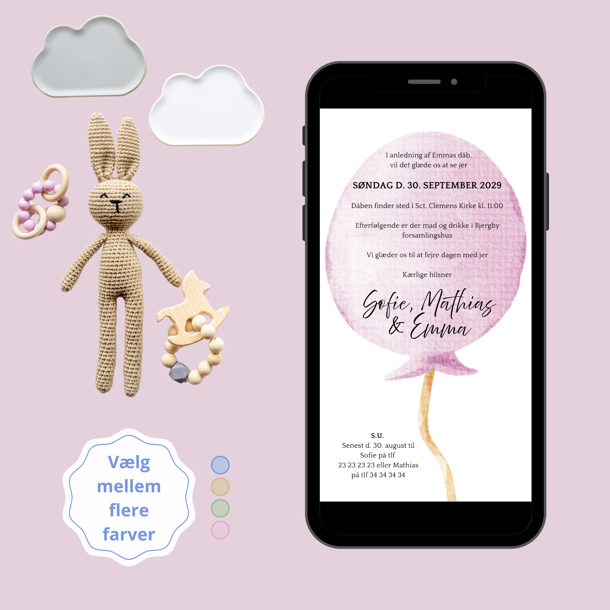 Lyserød ballon - Dåb