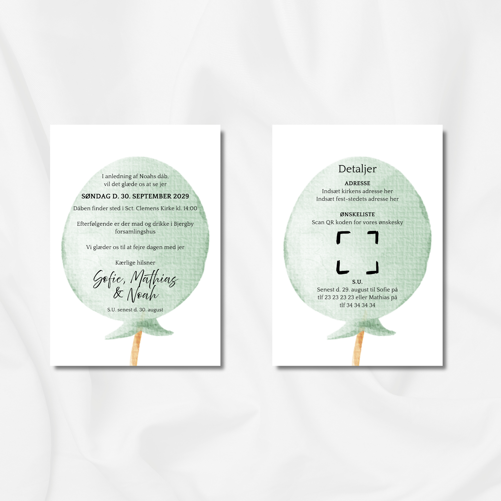 Grøn ballon - Pakke - Dåb