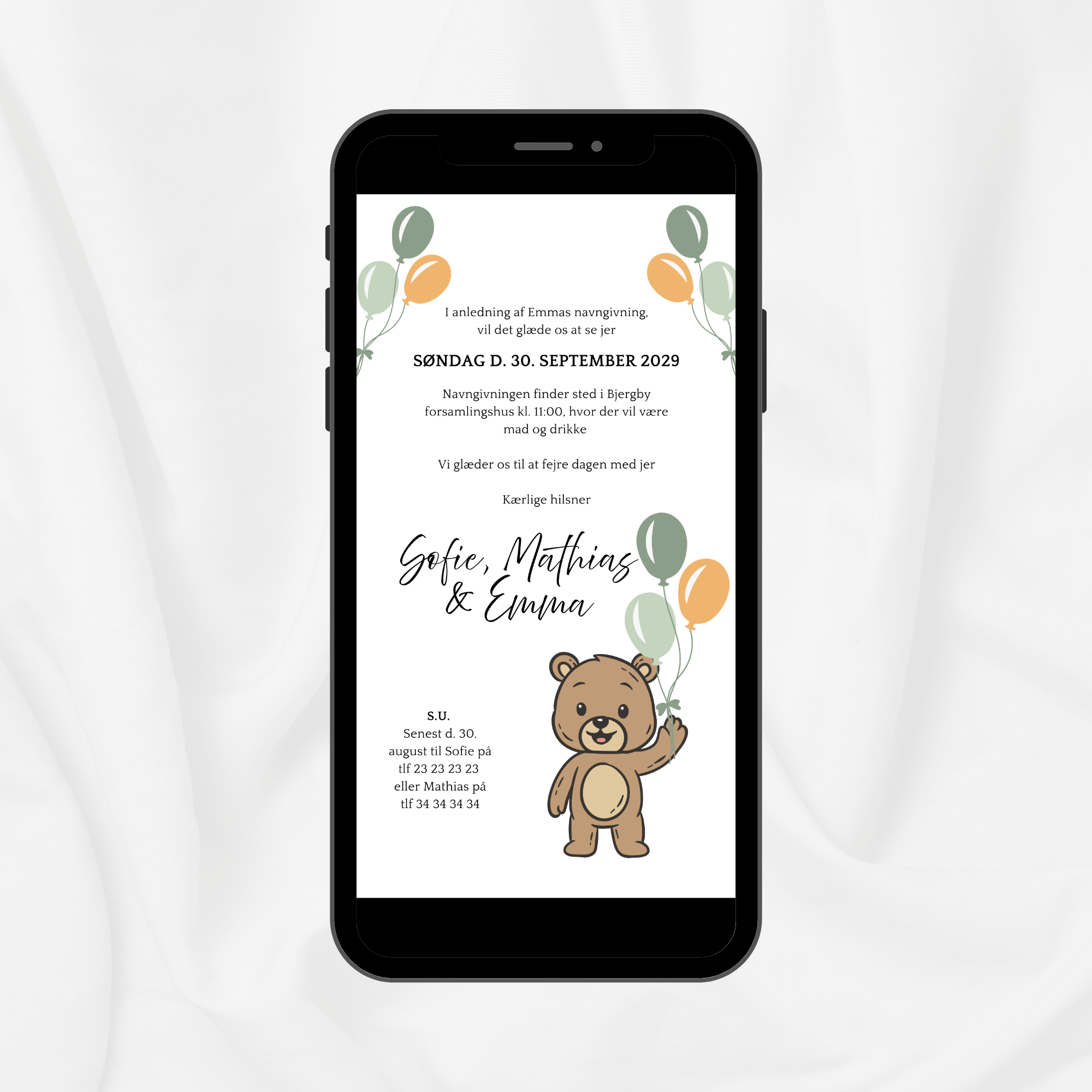 Bamse med grønne balloner - Navngivning