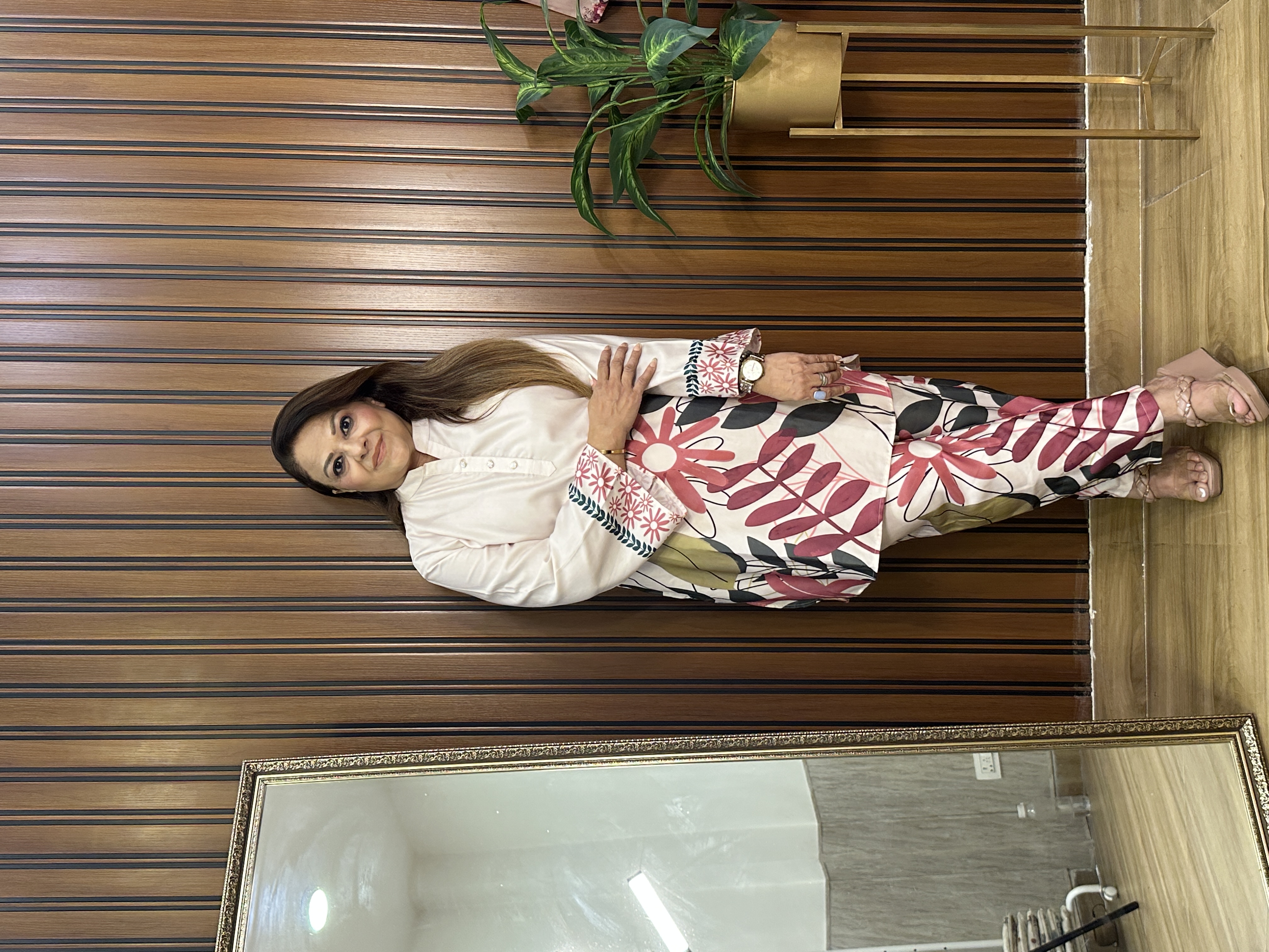 Off white-Floral Printed Co-ord Set