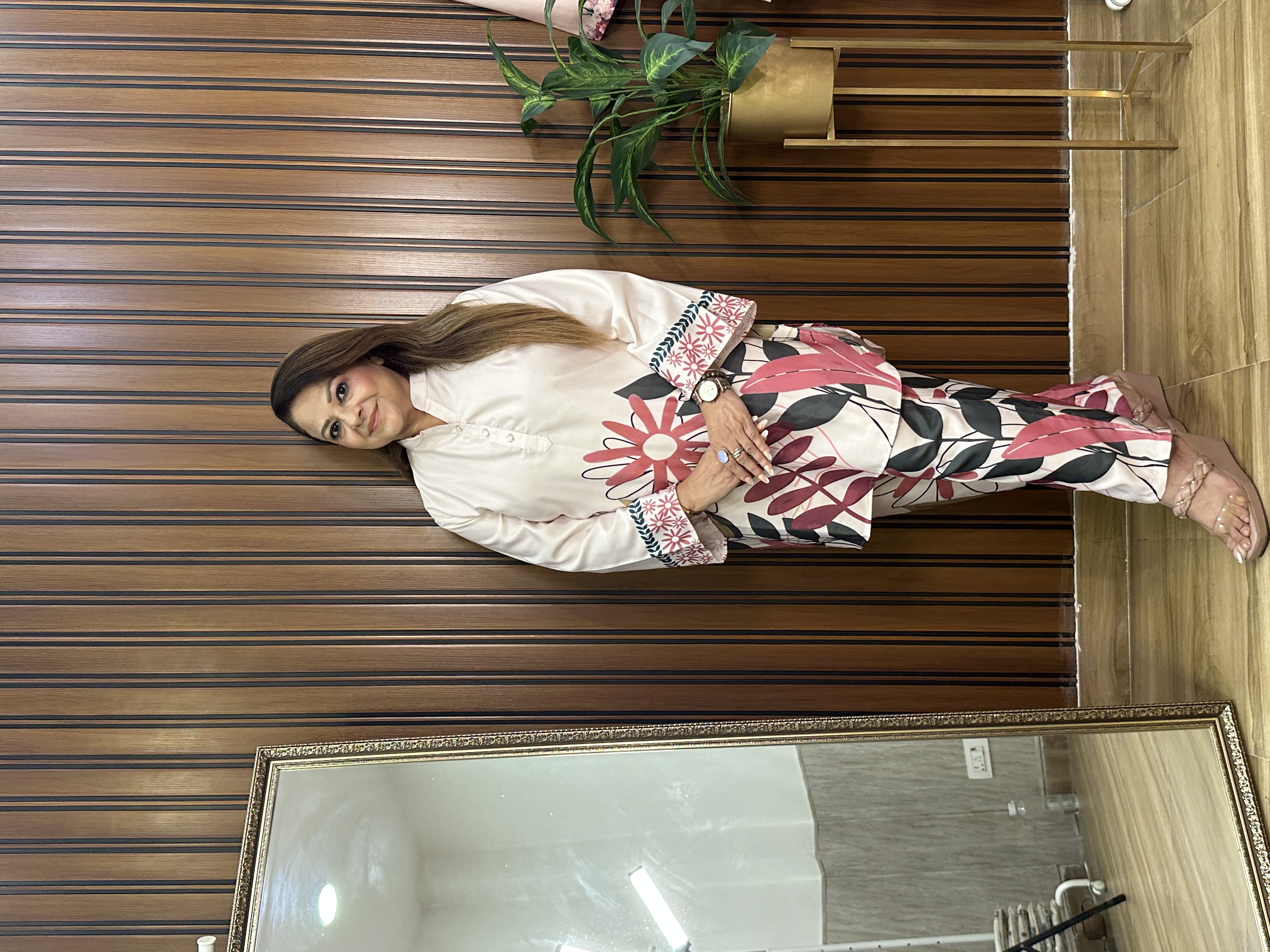 Off white-Floral Printed Co-ord Set