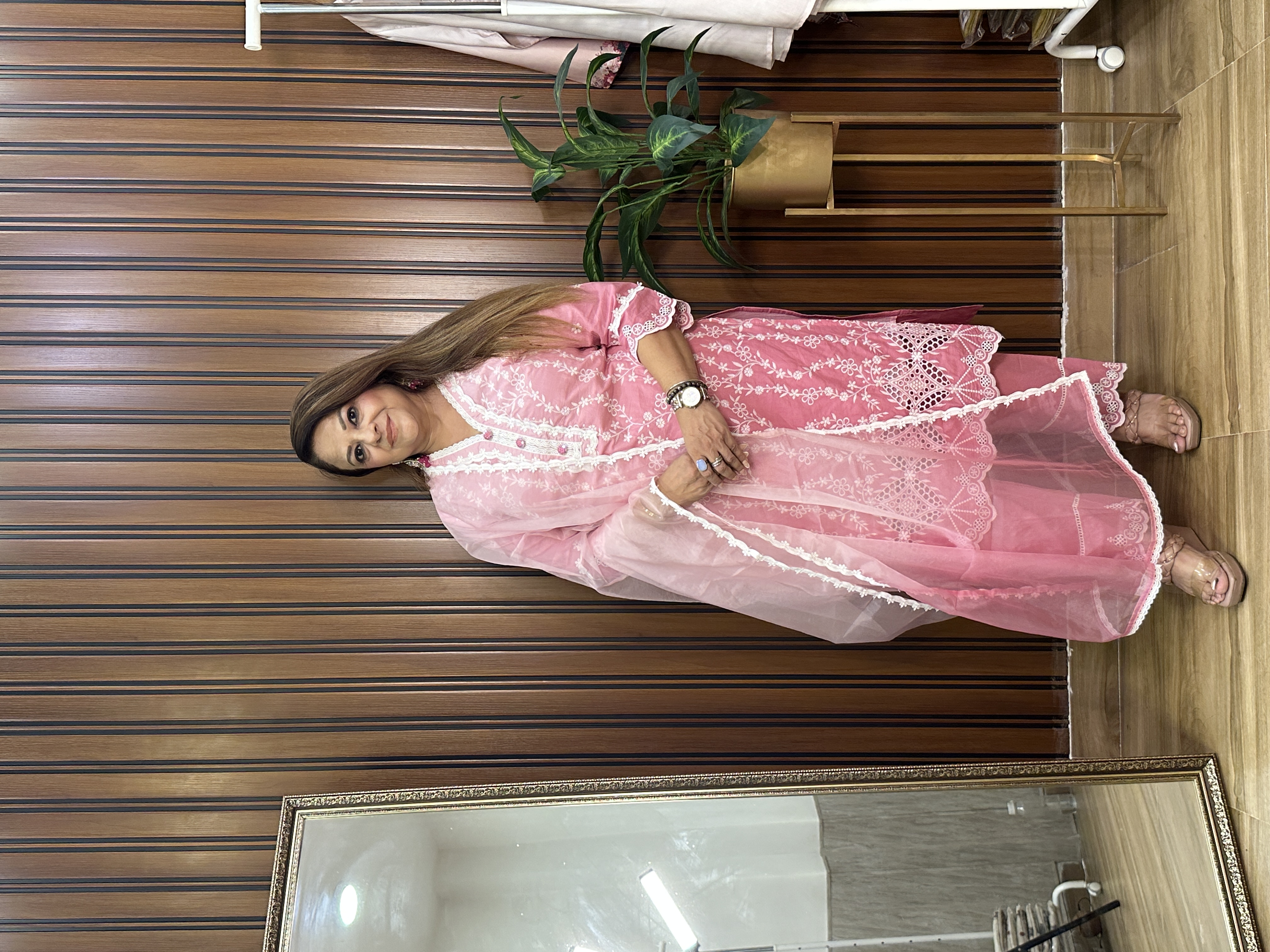 Pink Ombre Embroidered Suit