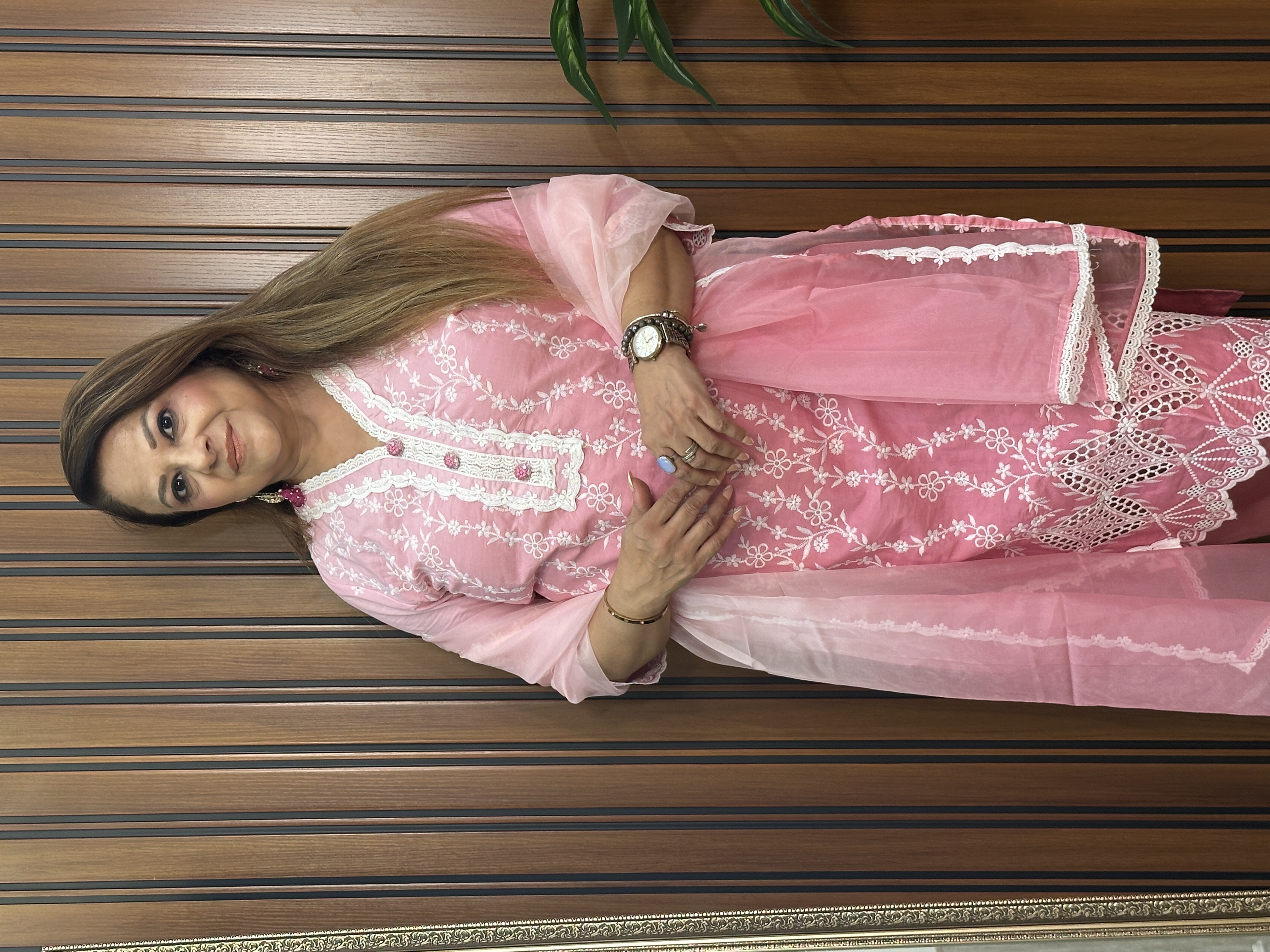 Pink Ombre Embroidered Suit
