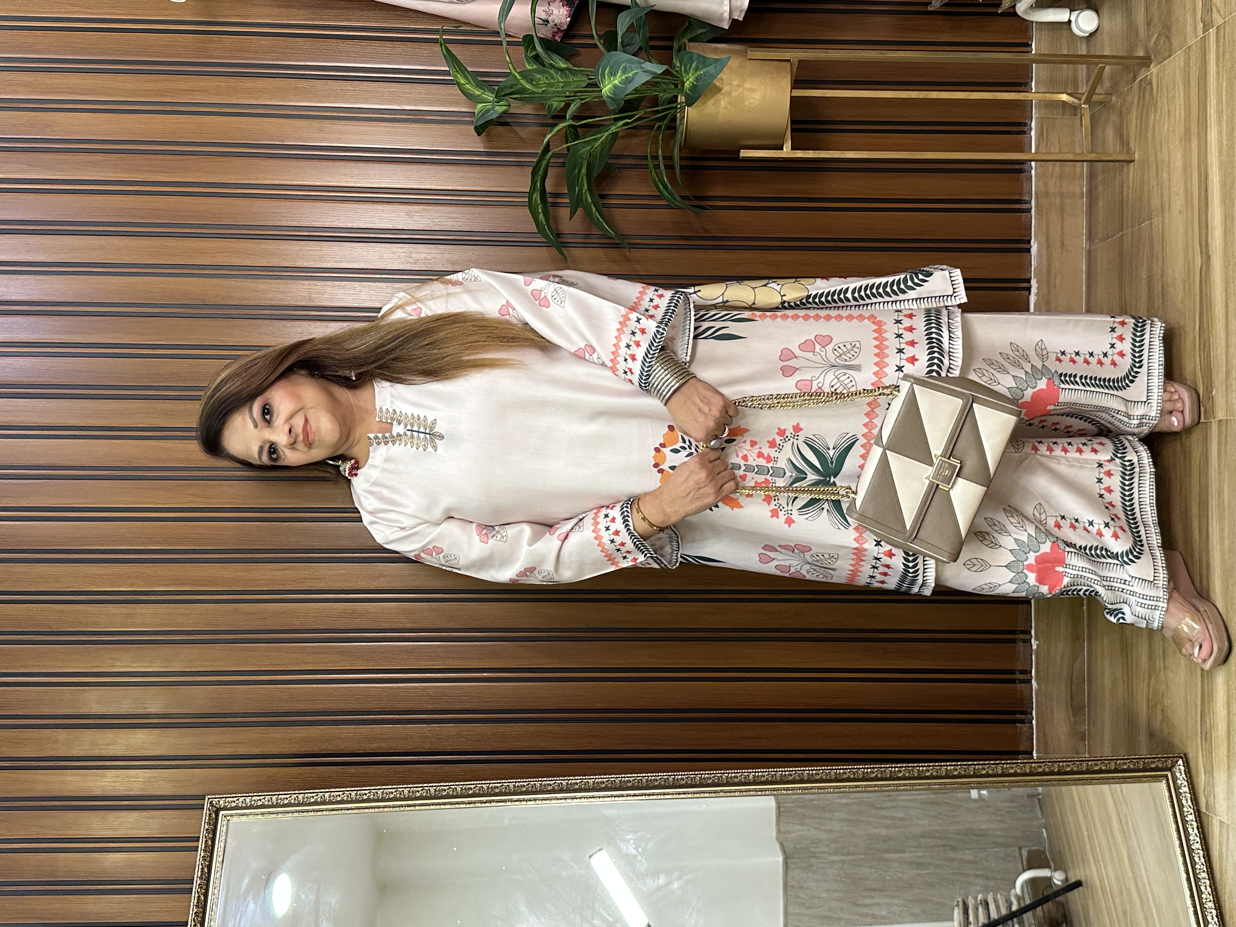 Cream Floral Printed co-ord