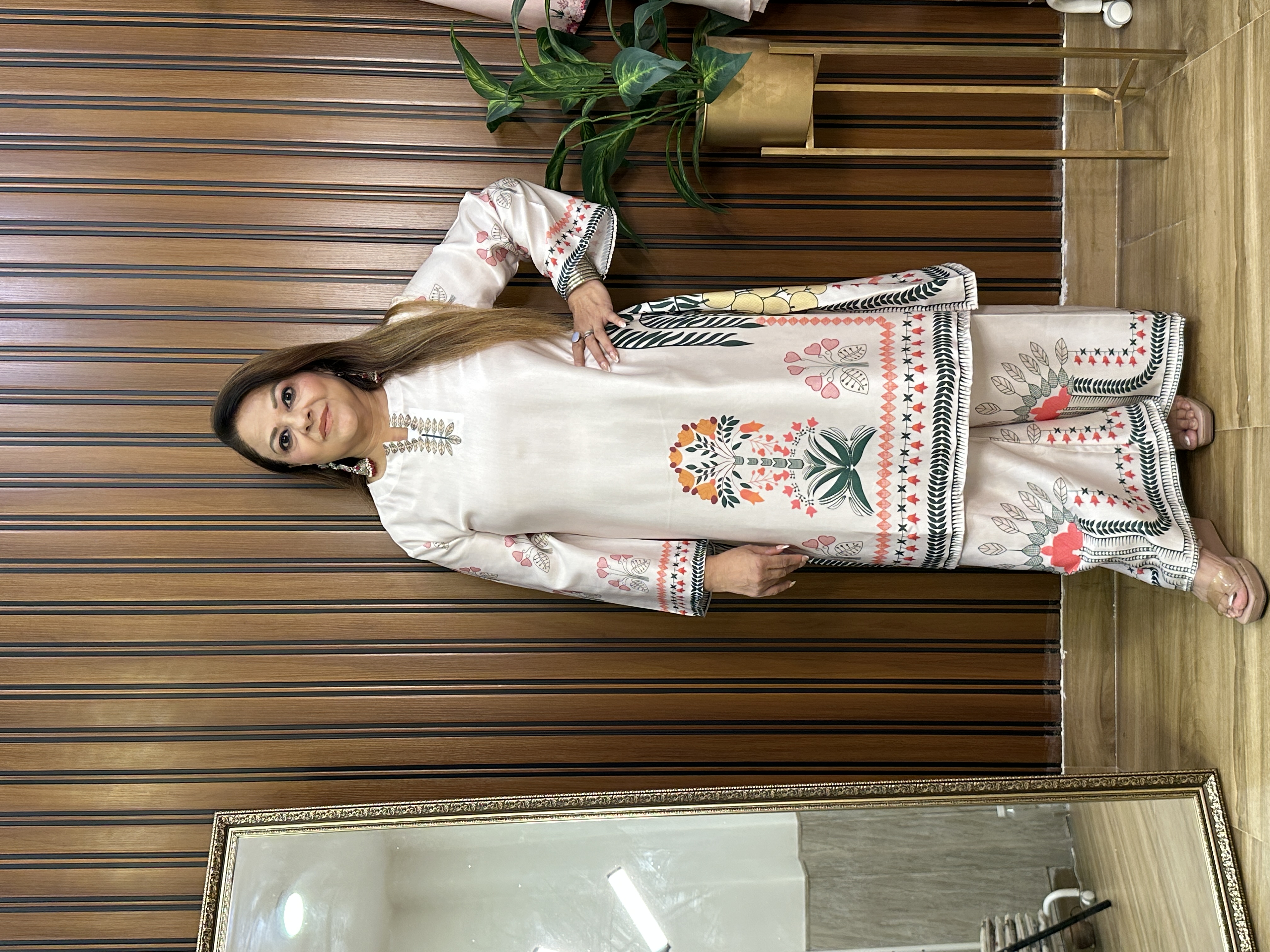 Cream Floral Printed co-ord 