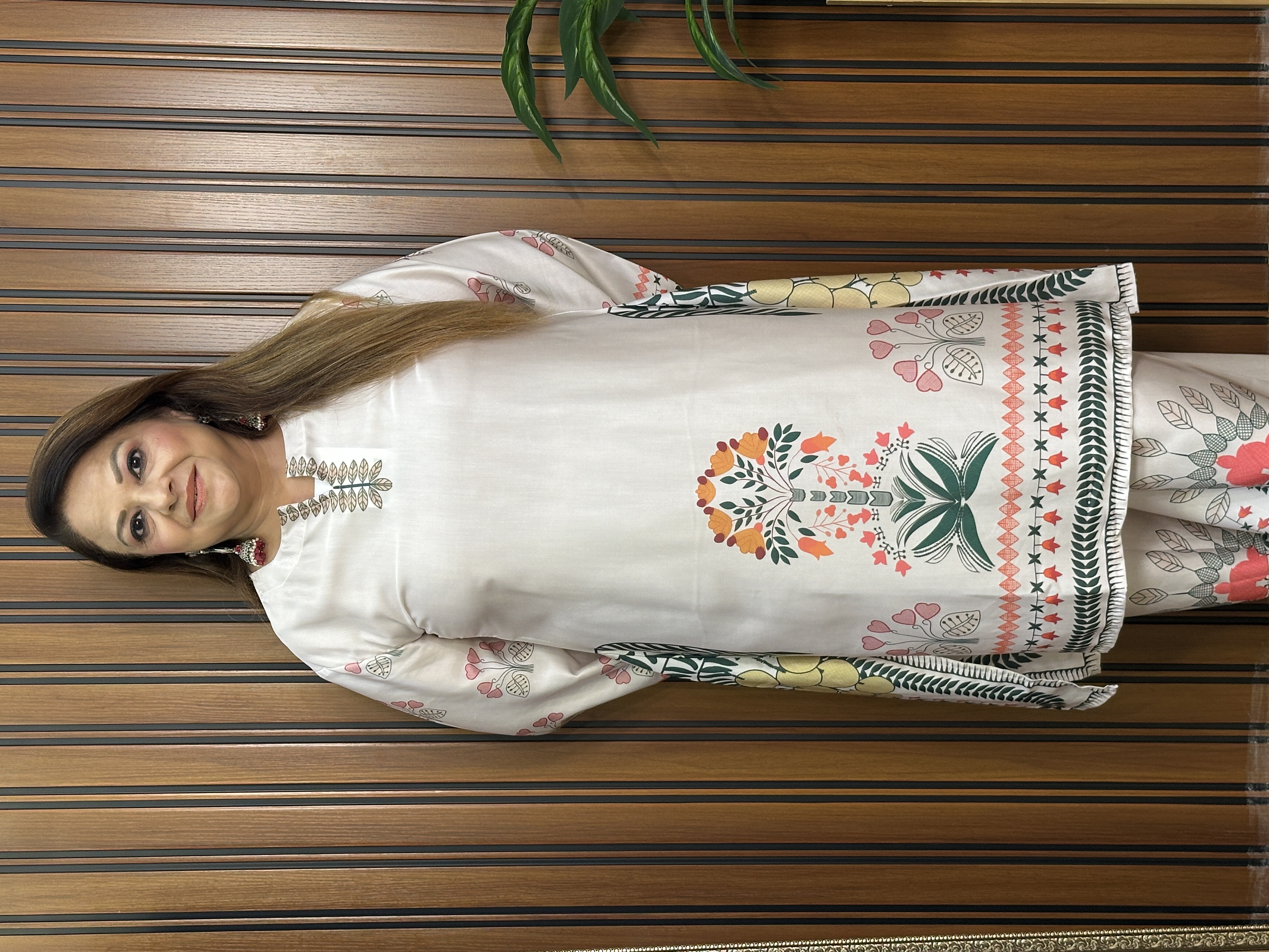 Cream Floral Printed co-ord 