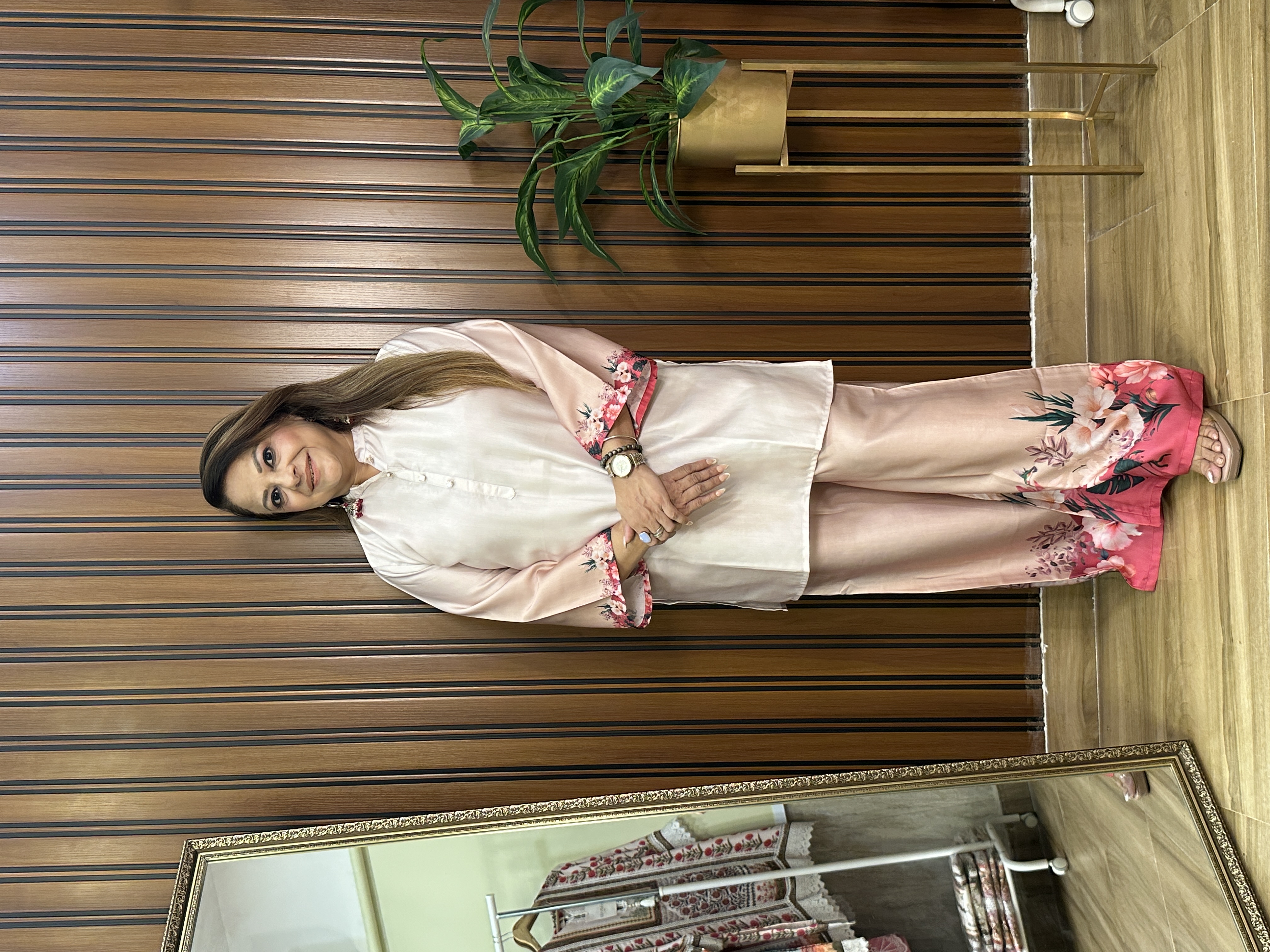 Cream and Pink Floral co-ord