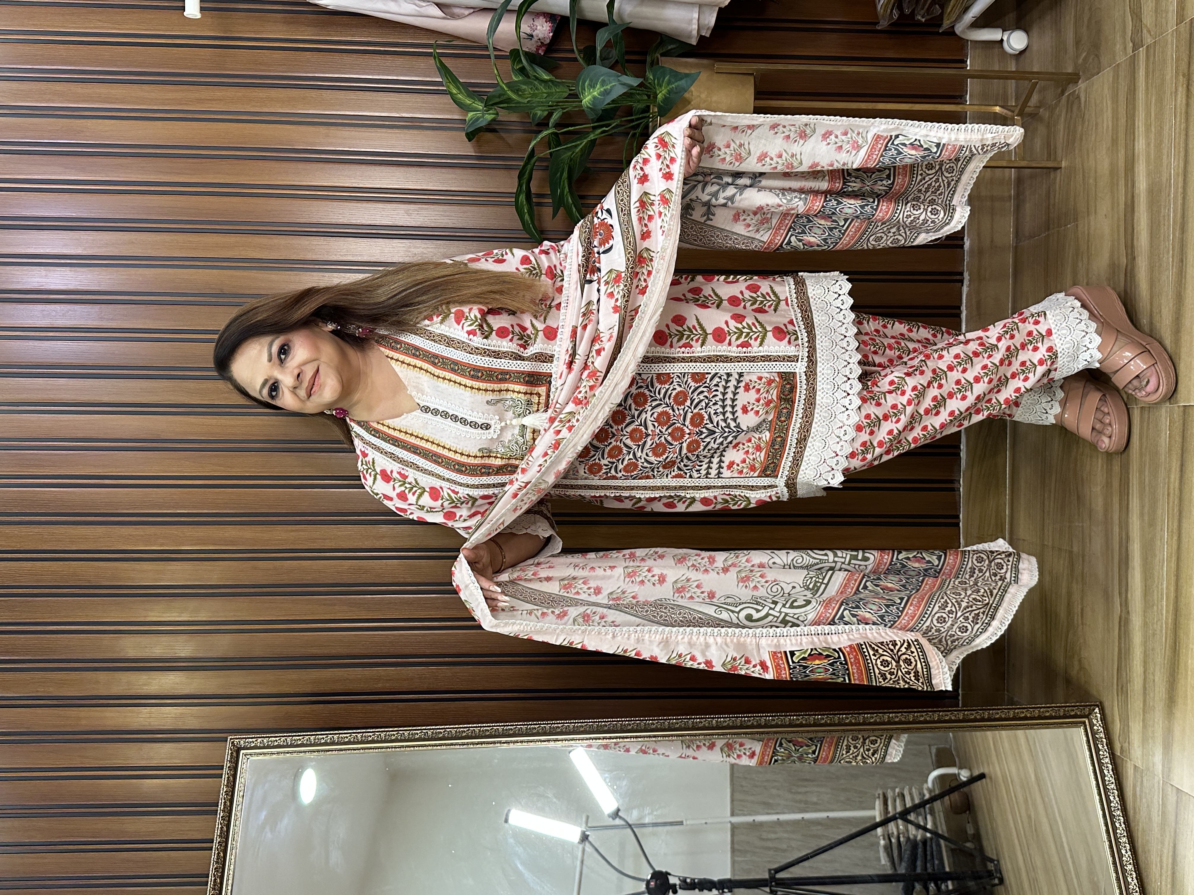 Floral Printed three piece dupatta set