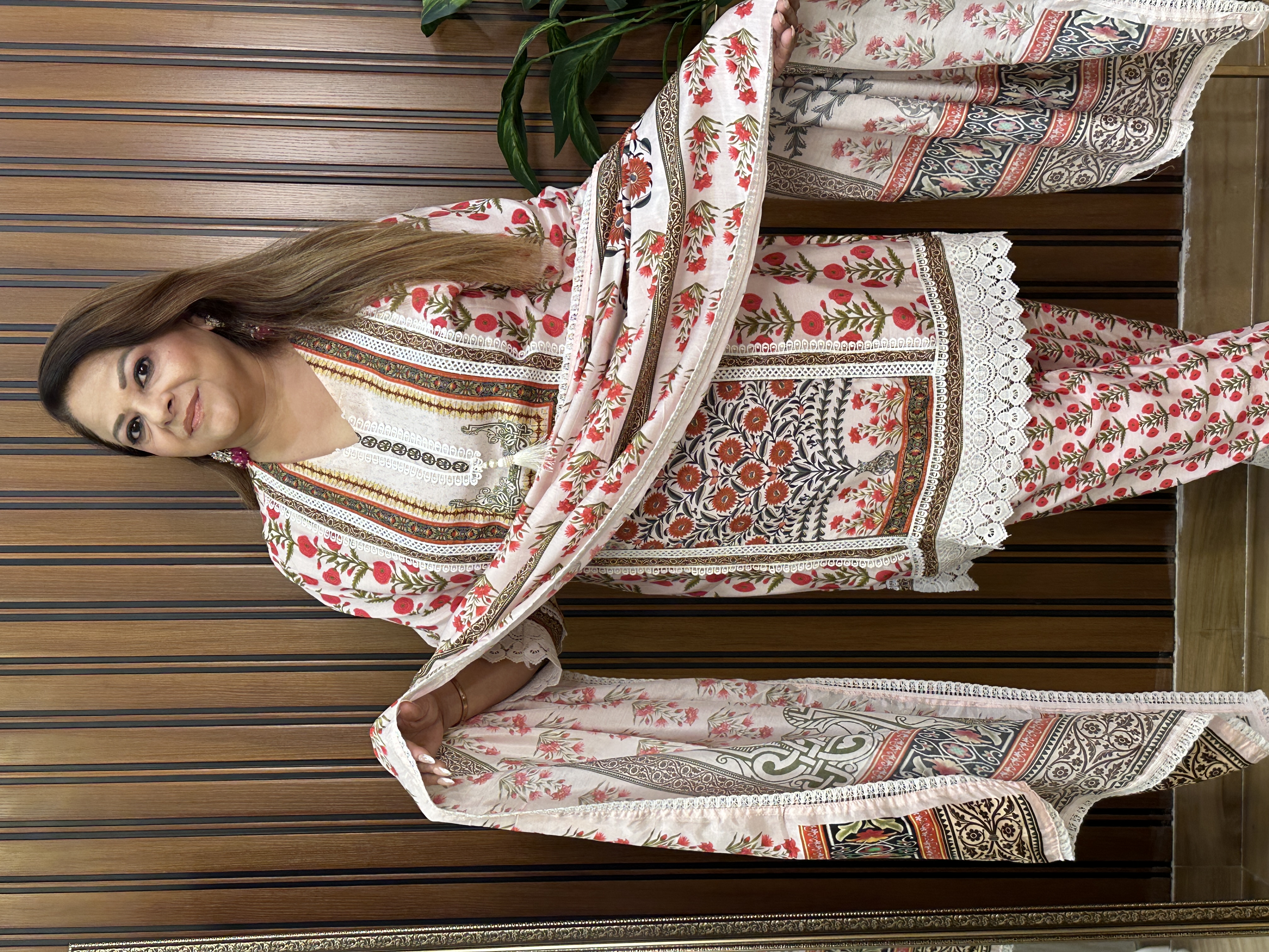 Floral Printed three piece dupatta set