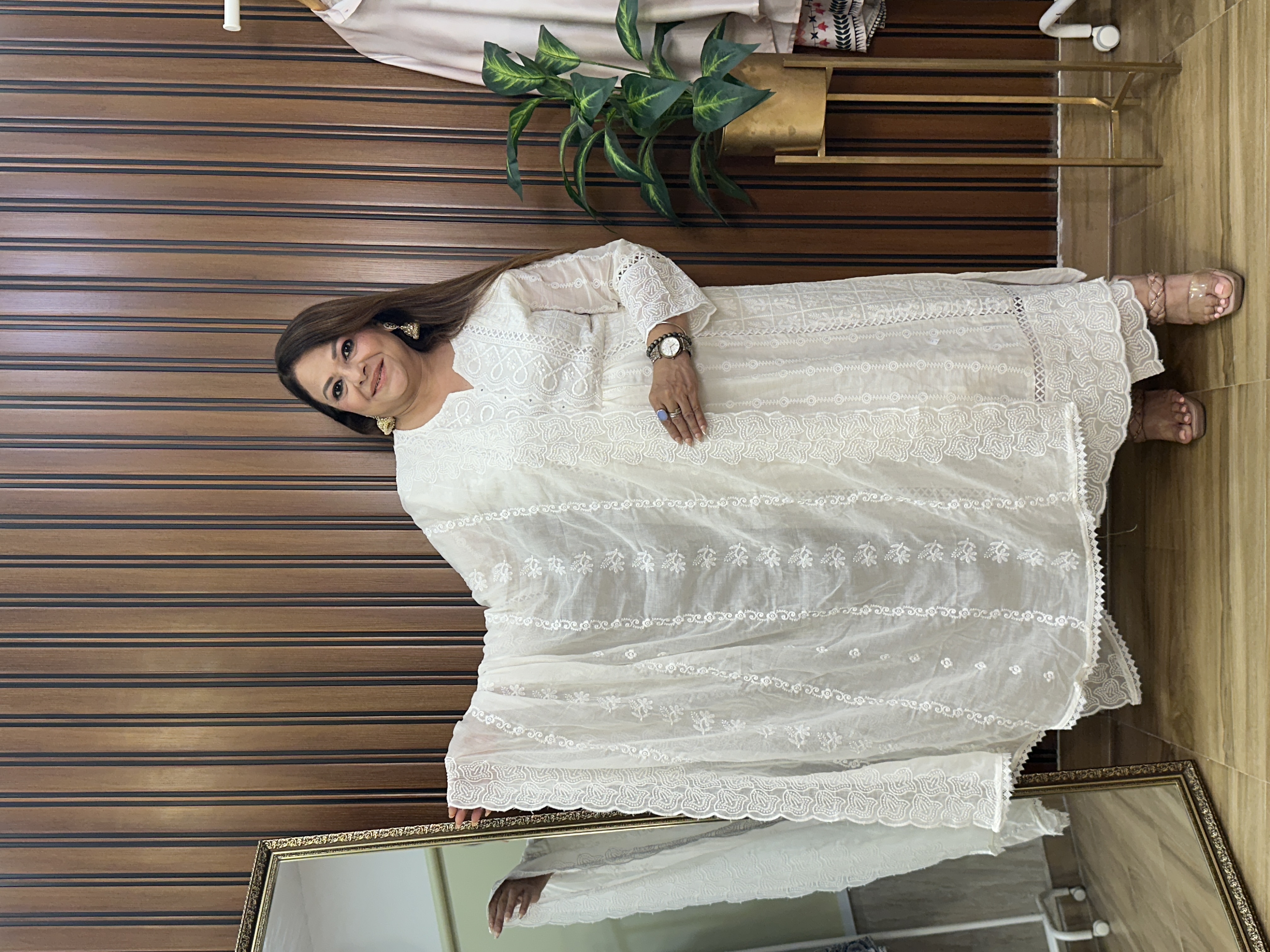 White Embroidered anarkali set