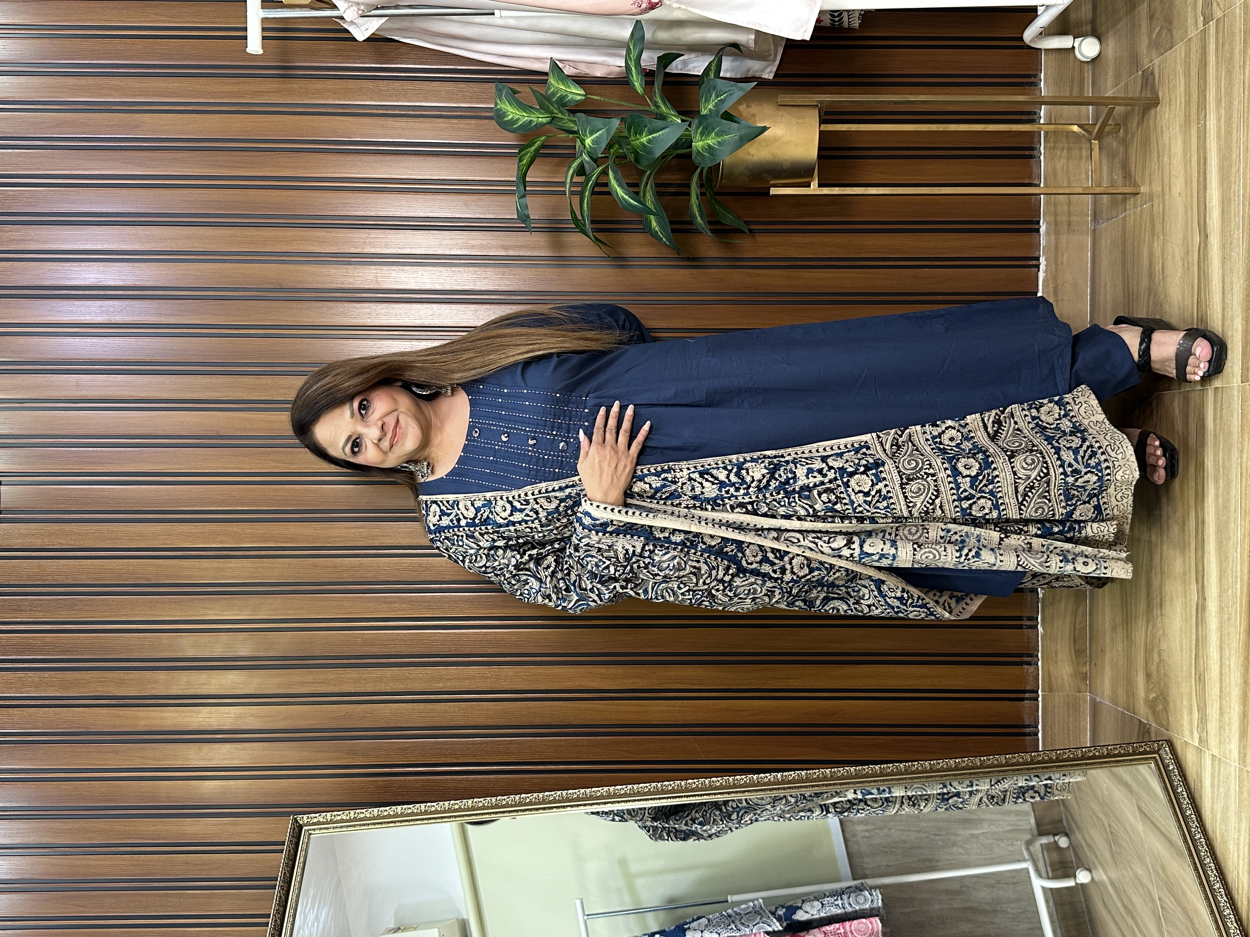 Blue Kalamkari Dupatta Set