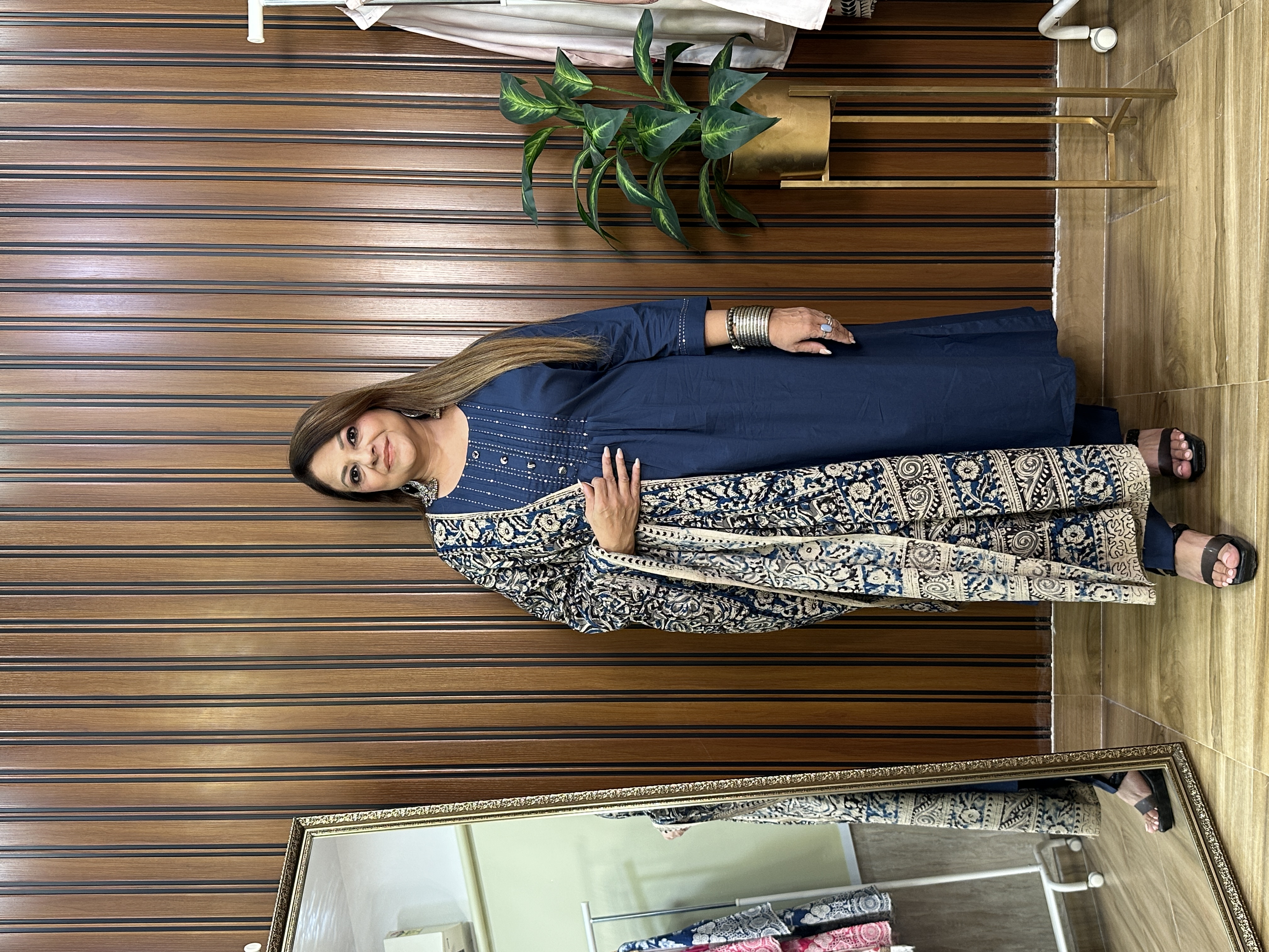 Blue Kalamkari Dupatta Set