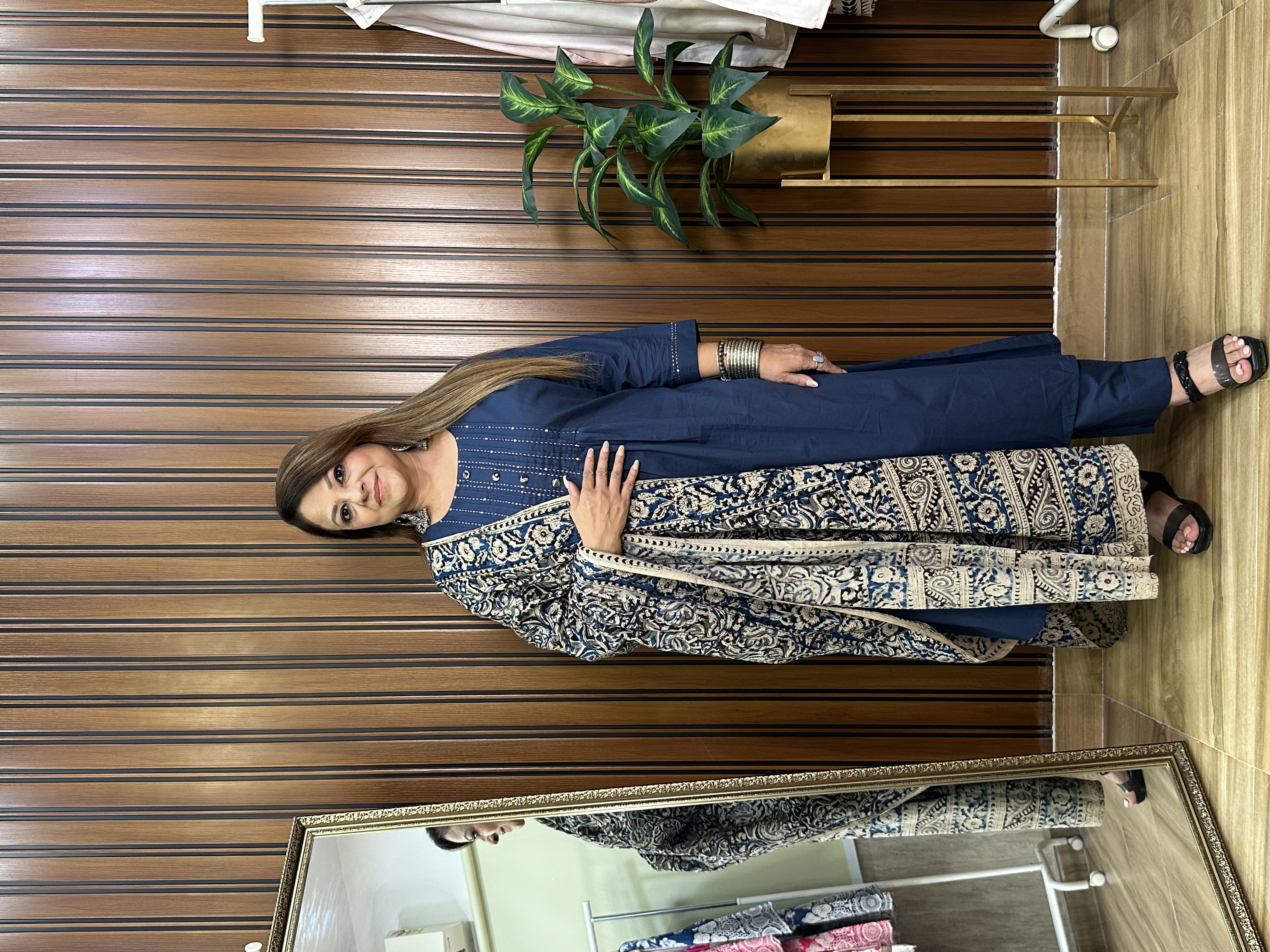 Blue Kalamkari Dupatta Set