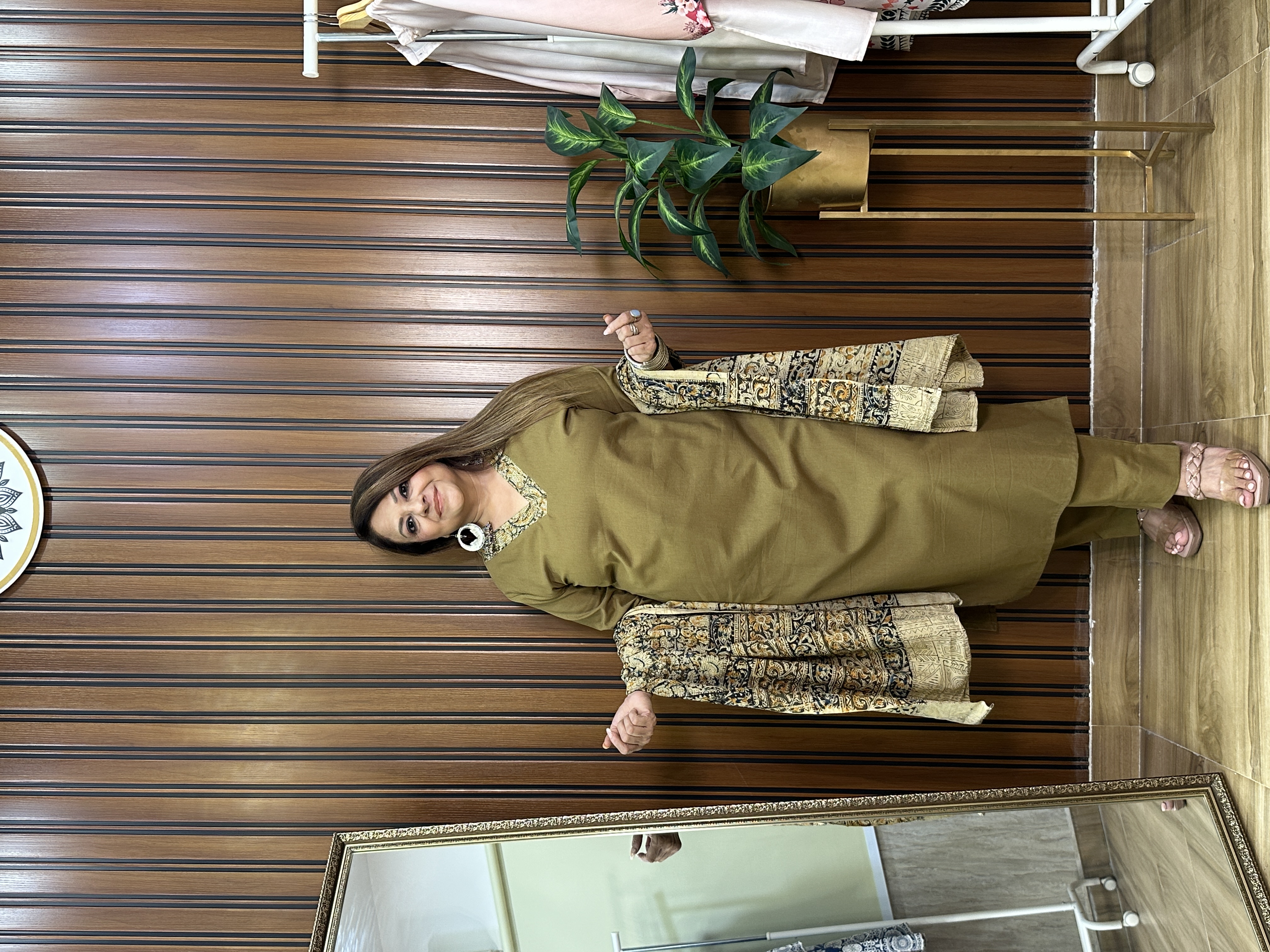 Green Kalamkari Dupatta Set